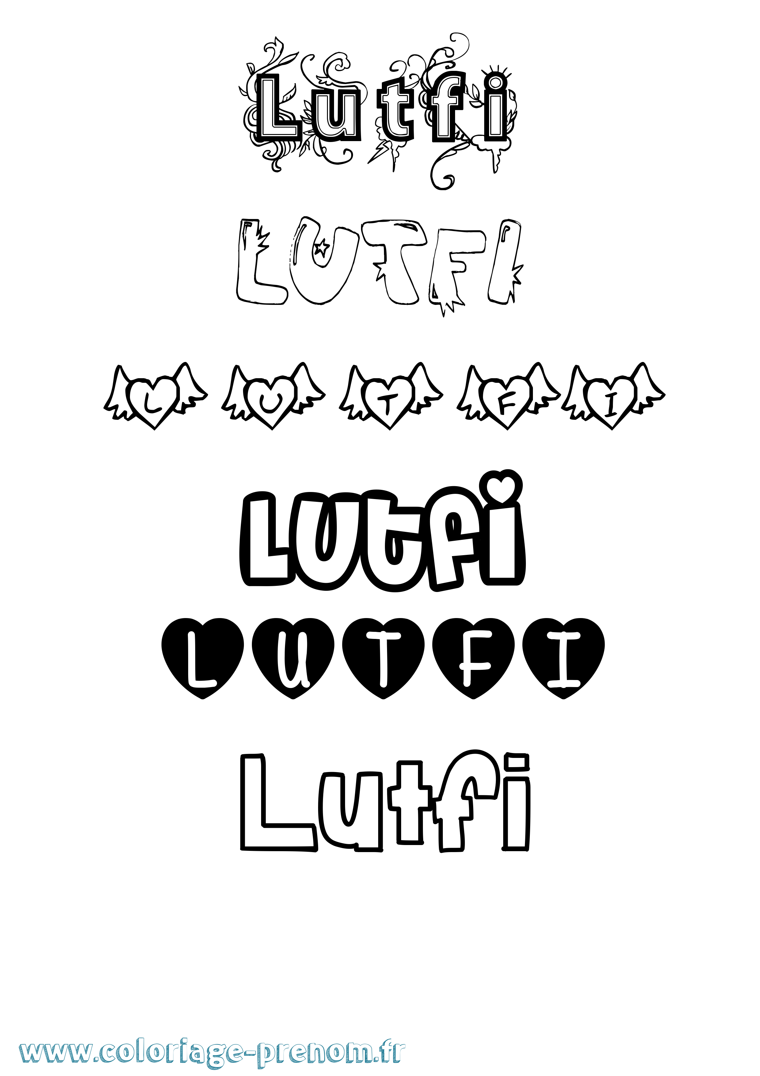 Coloriage Lutfi Girly Coloriage prénom Lutfi Girly