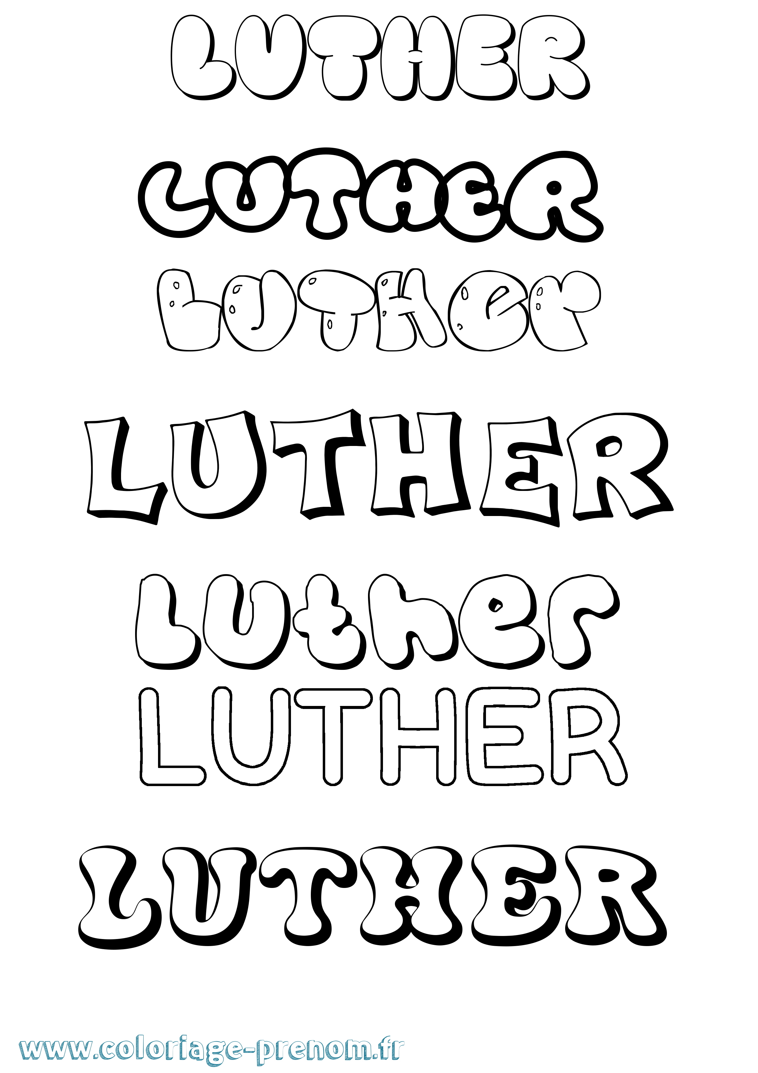 Coloriage Luther Bubble Coloriage prénom Luther Bubble