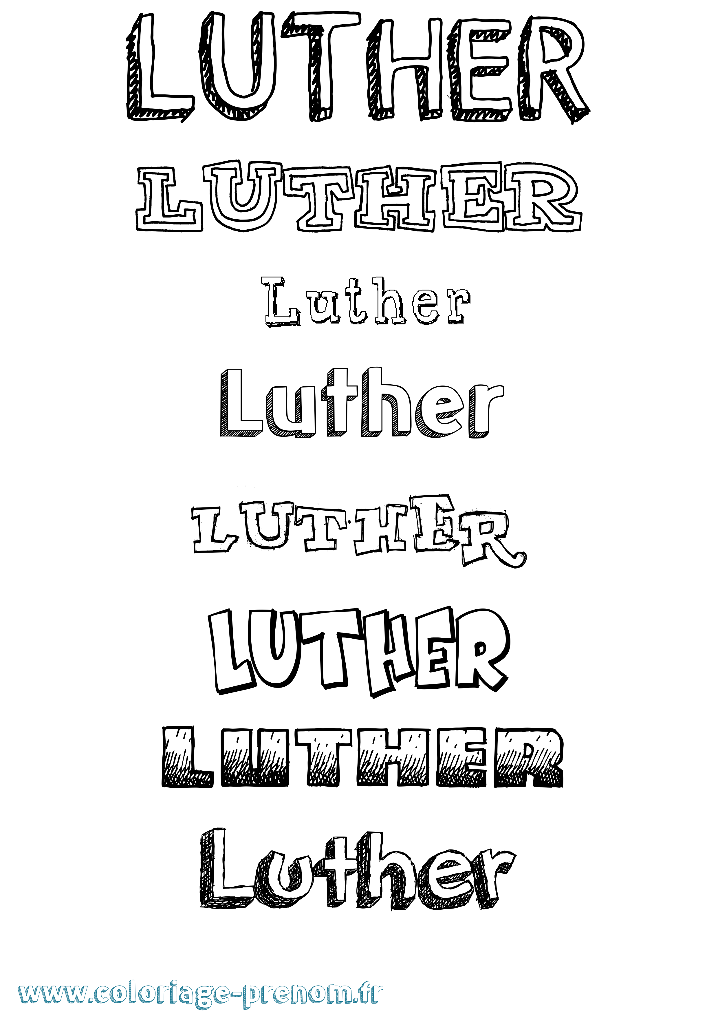 Coloriage Luther Dessiné Coloriage prénom Luther Dessiné