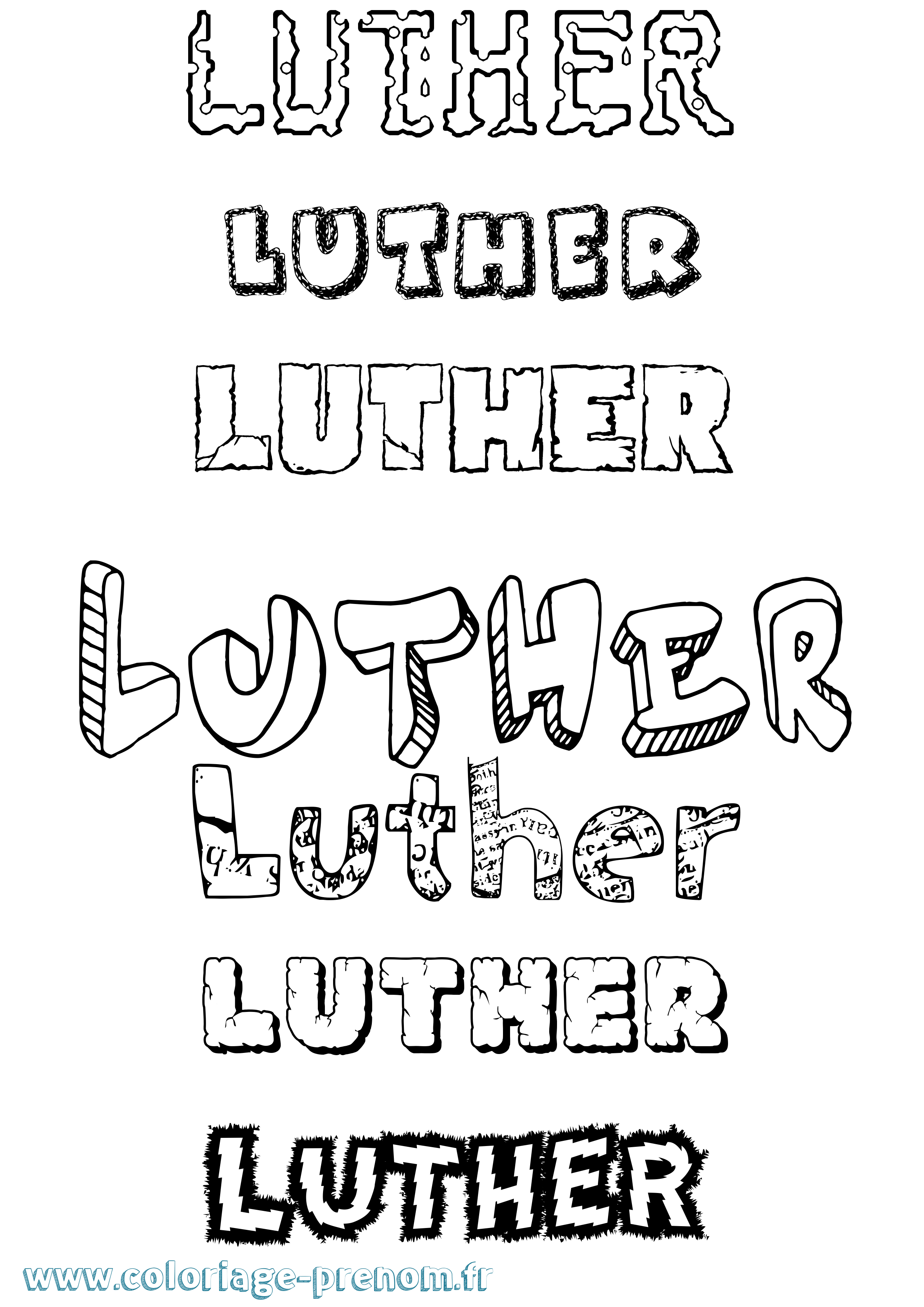 Coloriage Luther Destructuré Coloriage prénom Luther Destructuré