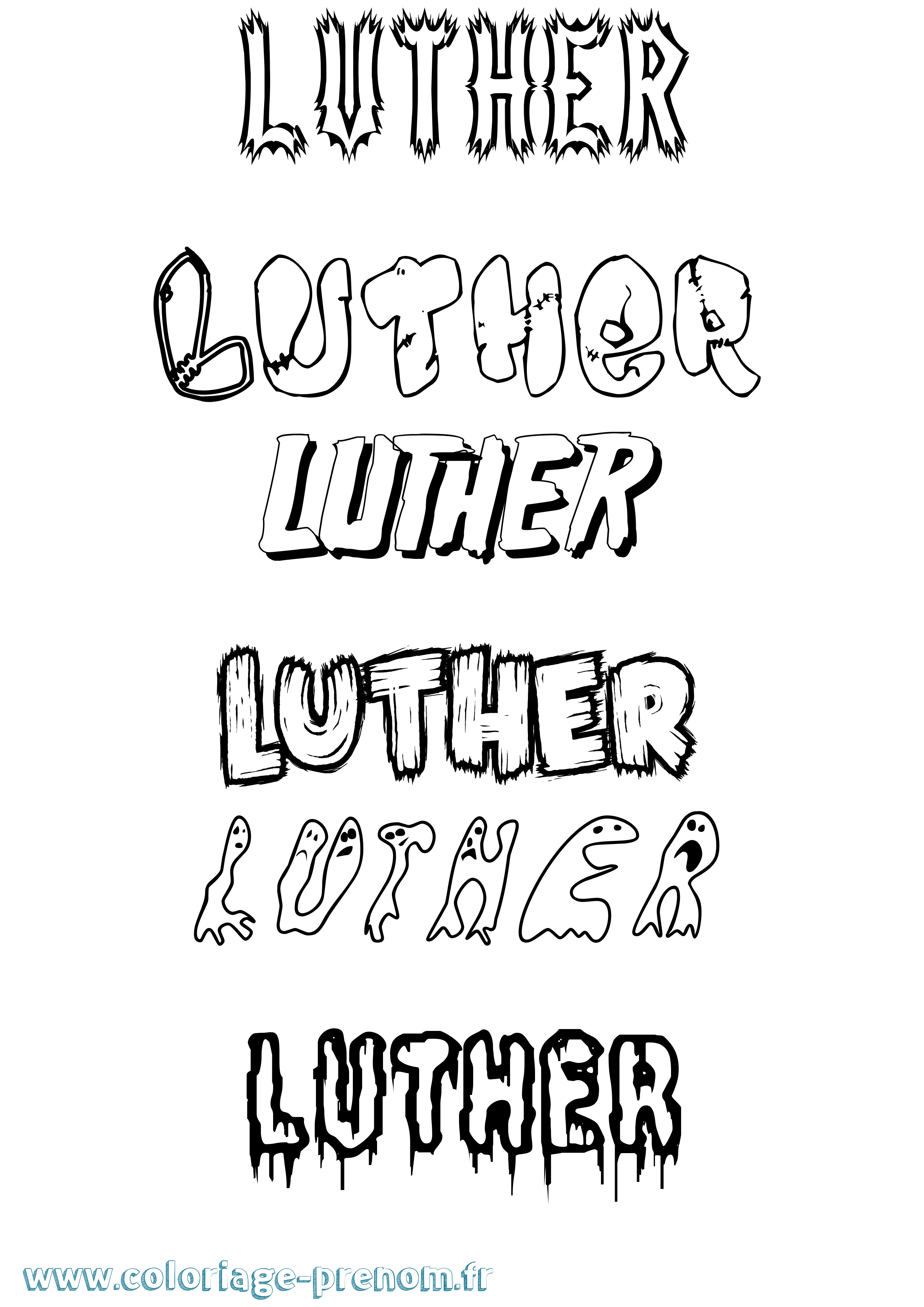 Coloriage Luther Frisson Coloriage prénom Luther Frisson
