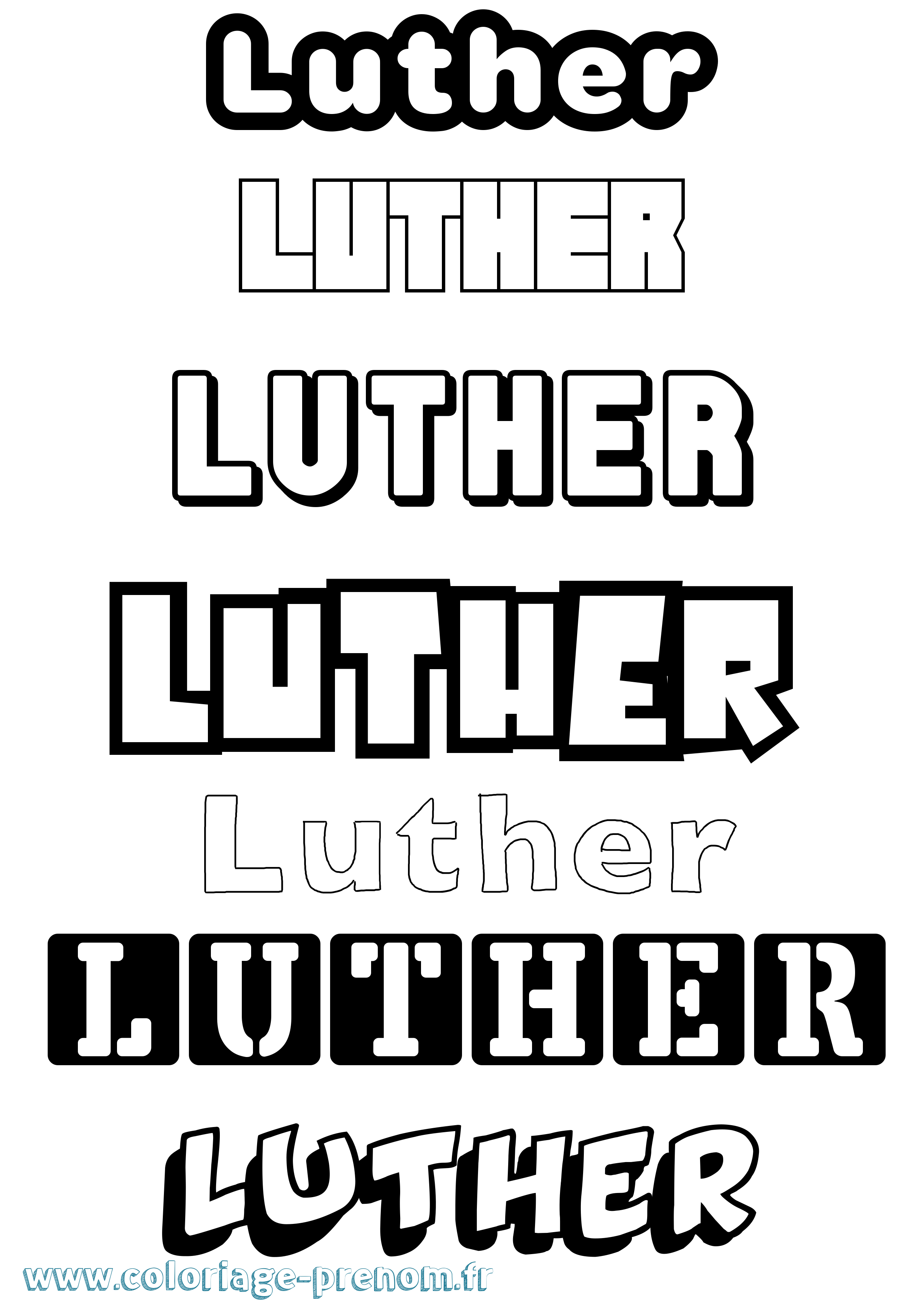 Coloriage Luther Simple Coloriage prénom Luther Simple