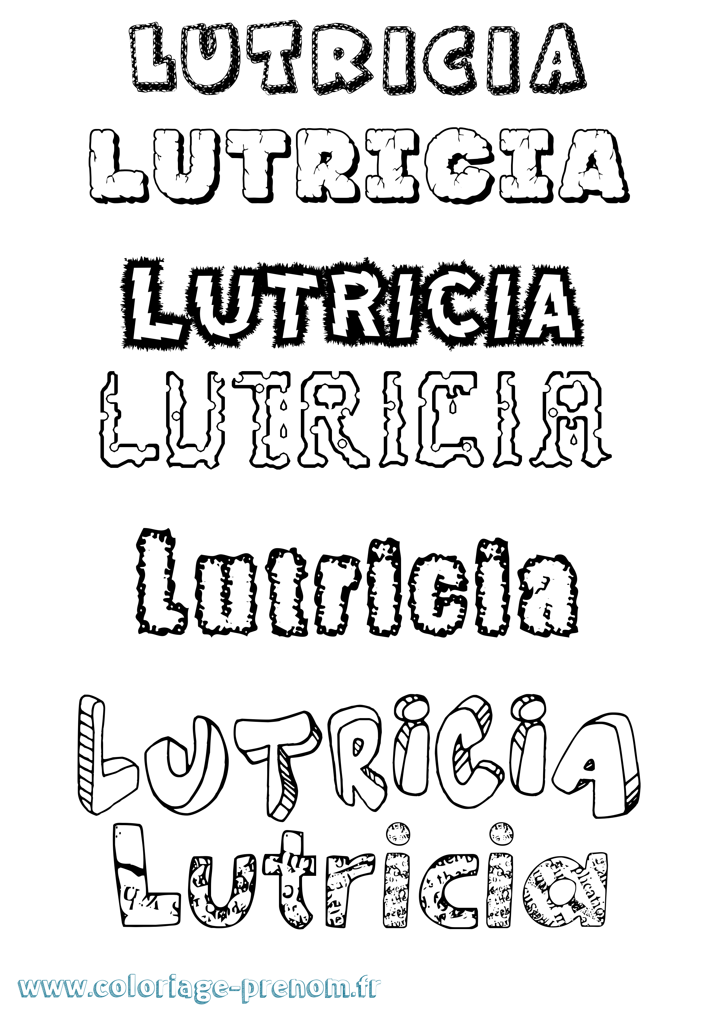 Coloriage Lutricia Destructuré Coloriage prénom Lutricia Destructuré