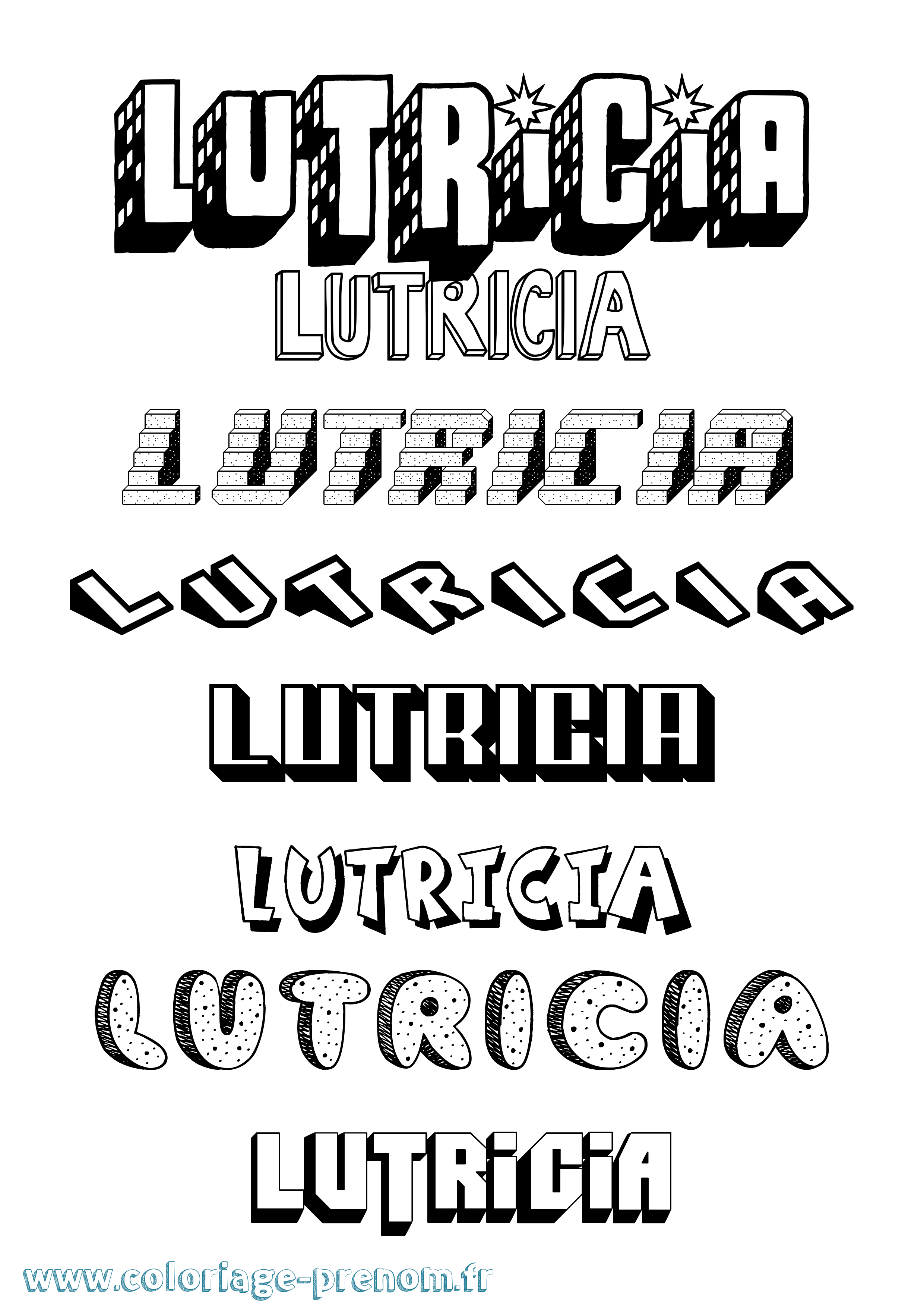 Coloriage Lutricia Effet 3D Coloriage prénom Lutricia Effet 3D