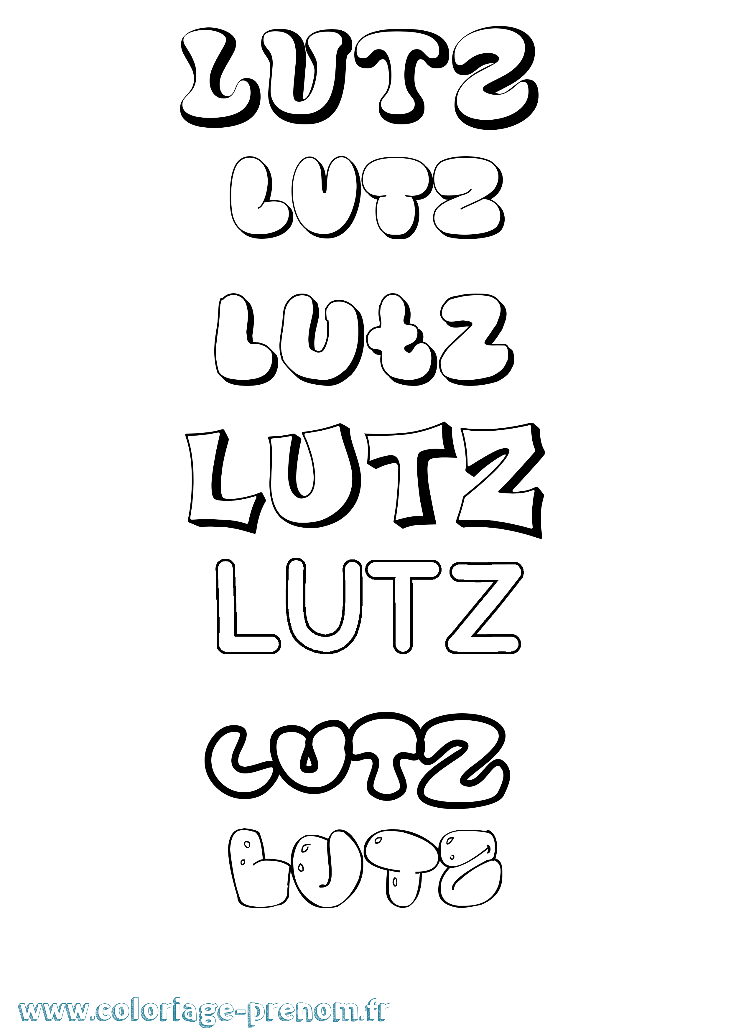 Coloriage Lutz Bubble Coloriage prénom Lutz Bubble