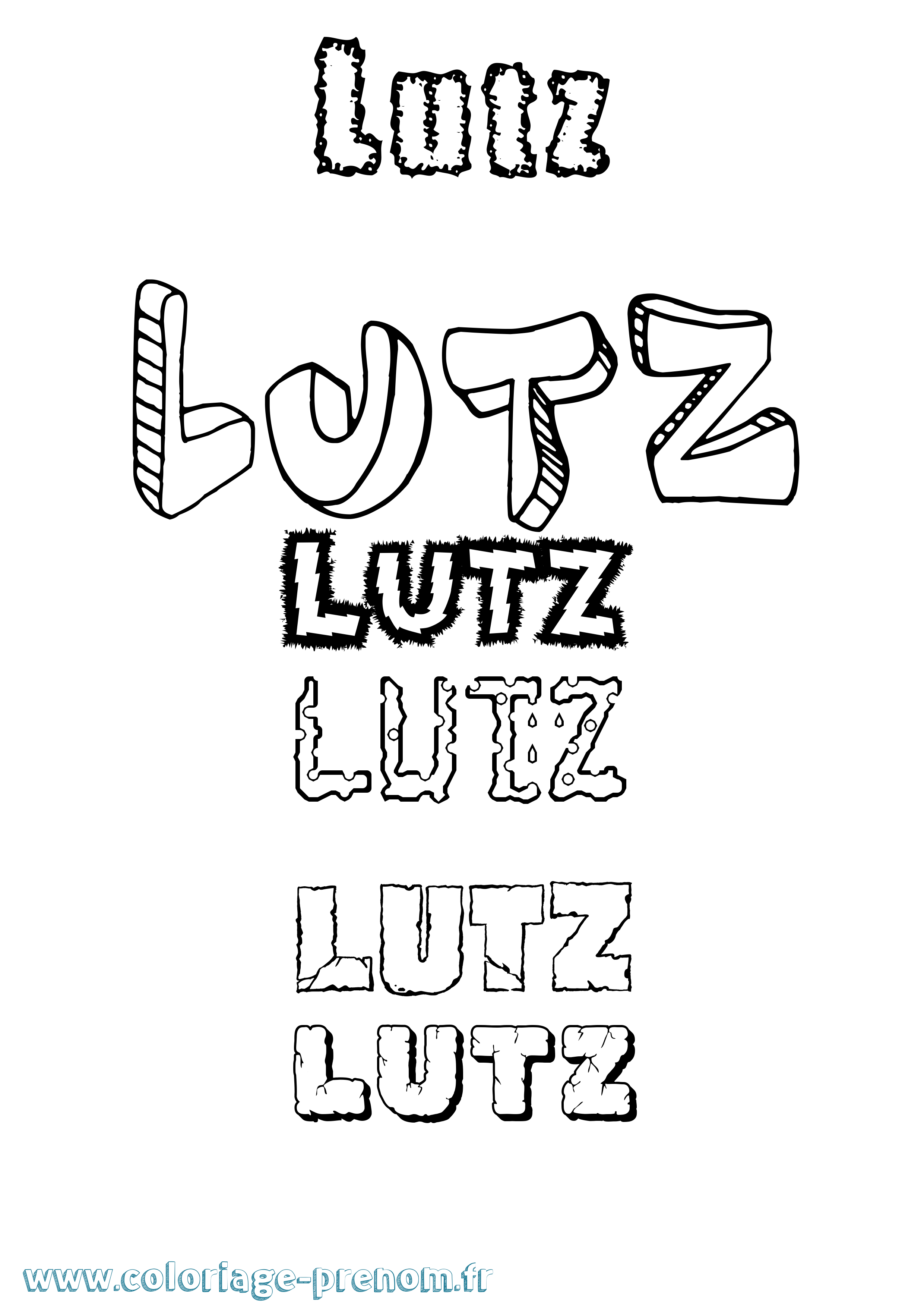 Coloriage Lutz Destructuré Coloriage prénom Lutz Destructuré