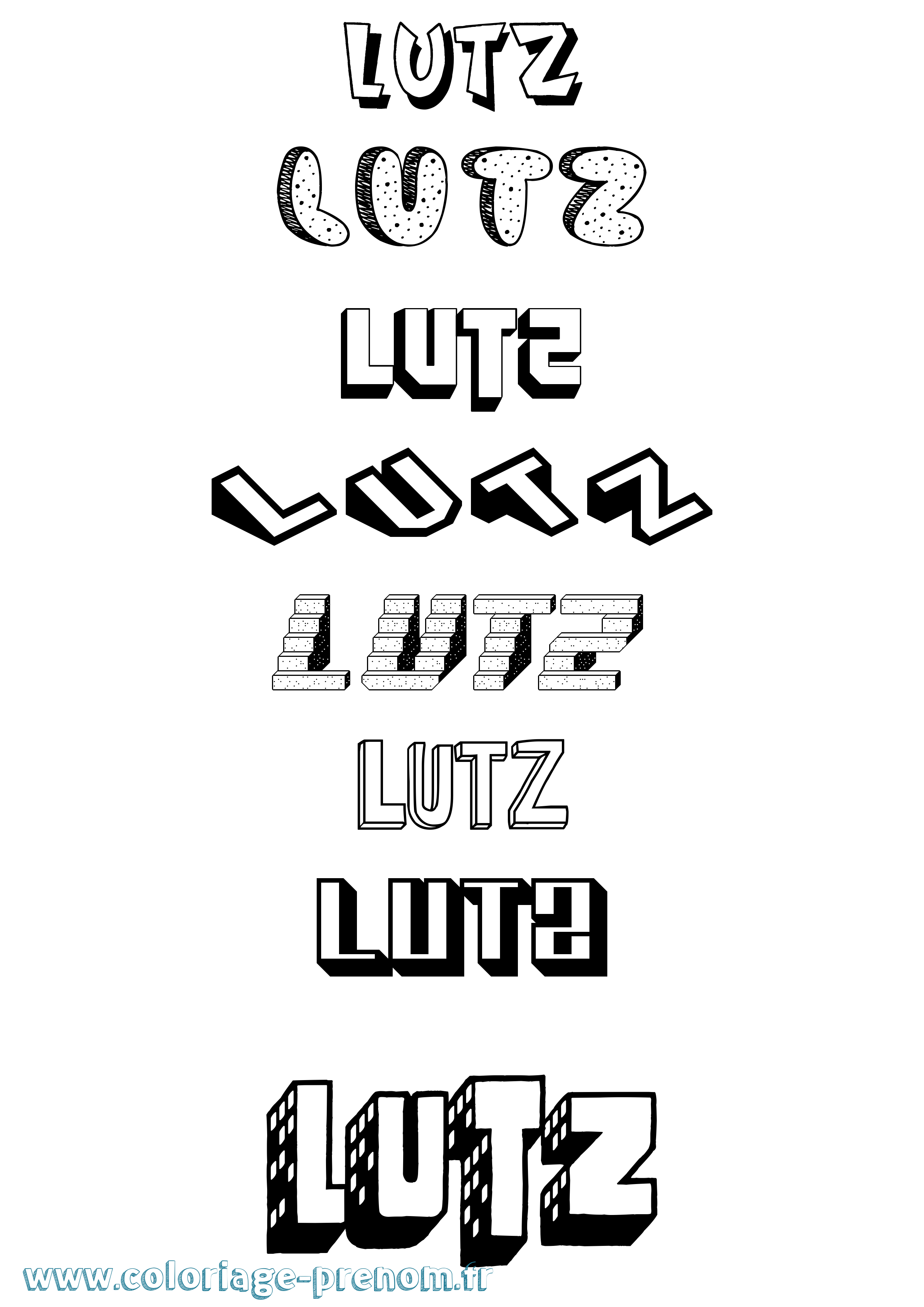 Coloriage Lutz Effet 3D Coloriage prénom Lutz Effet 3D
