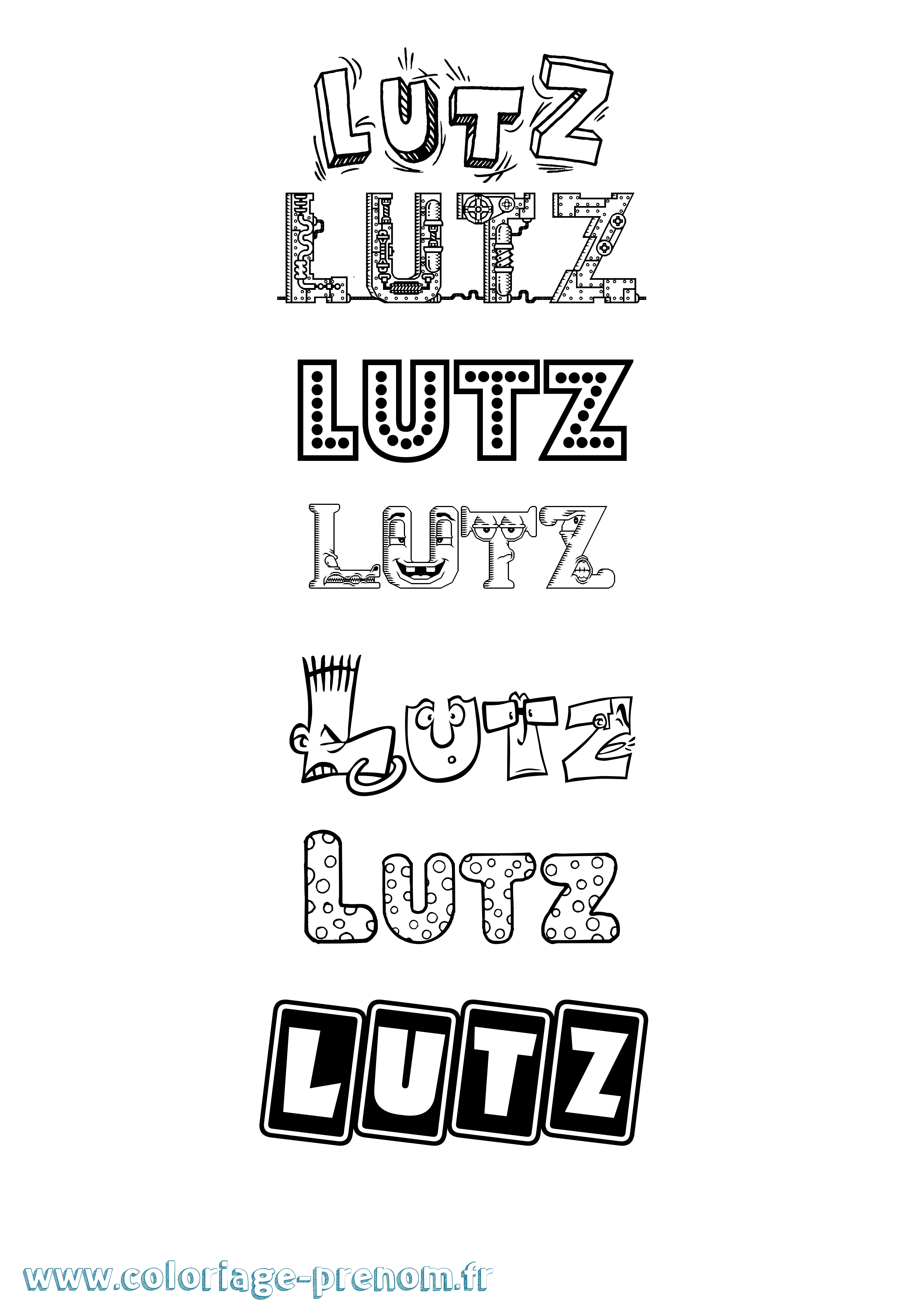 Coloriage Lutz Fun Coloriage prénom Lutz Fun