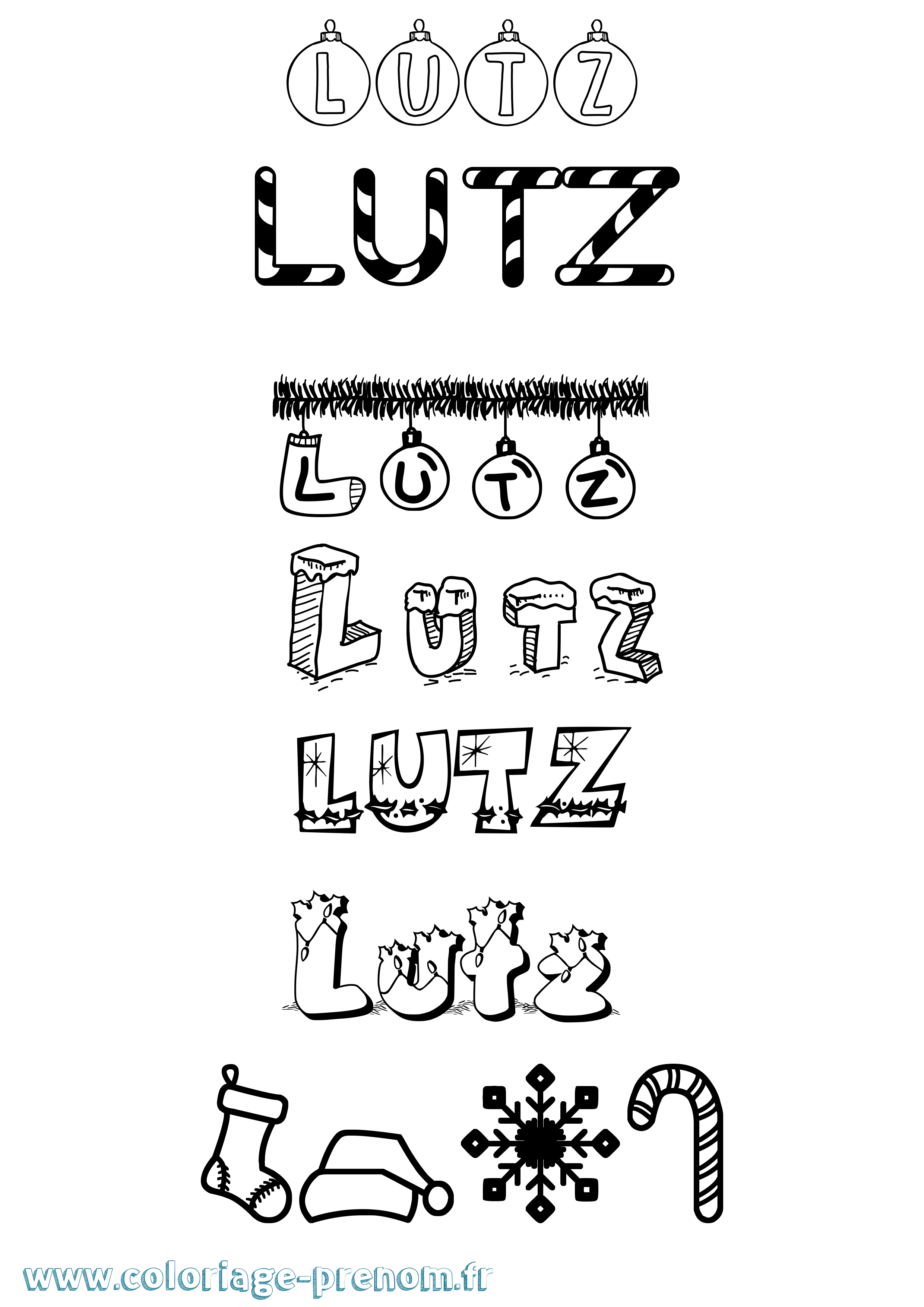 Coloriage Lutz Noël Coloriage prénom Lutz Noël