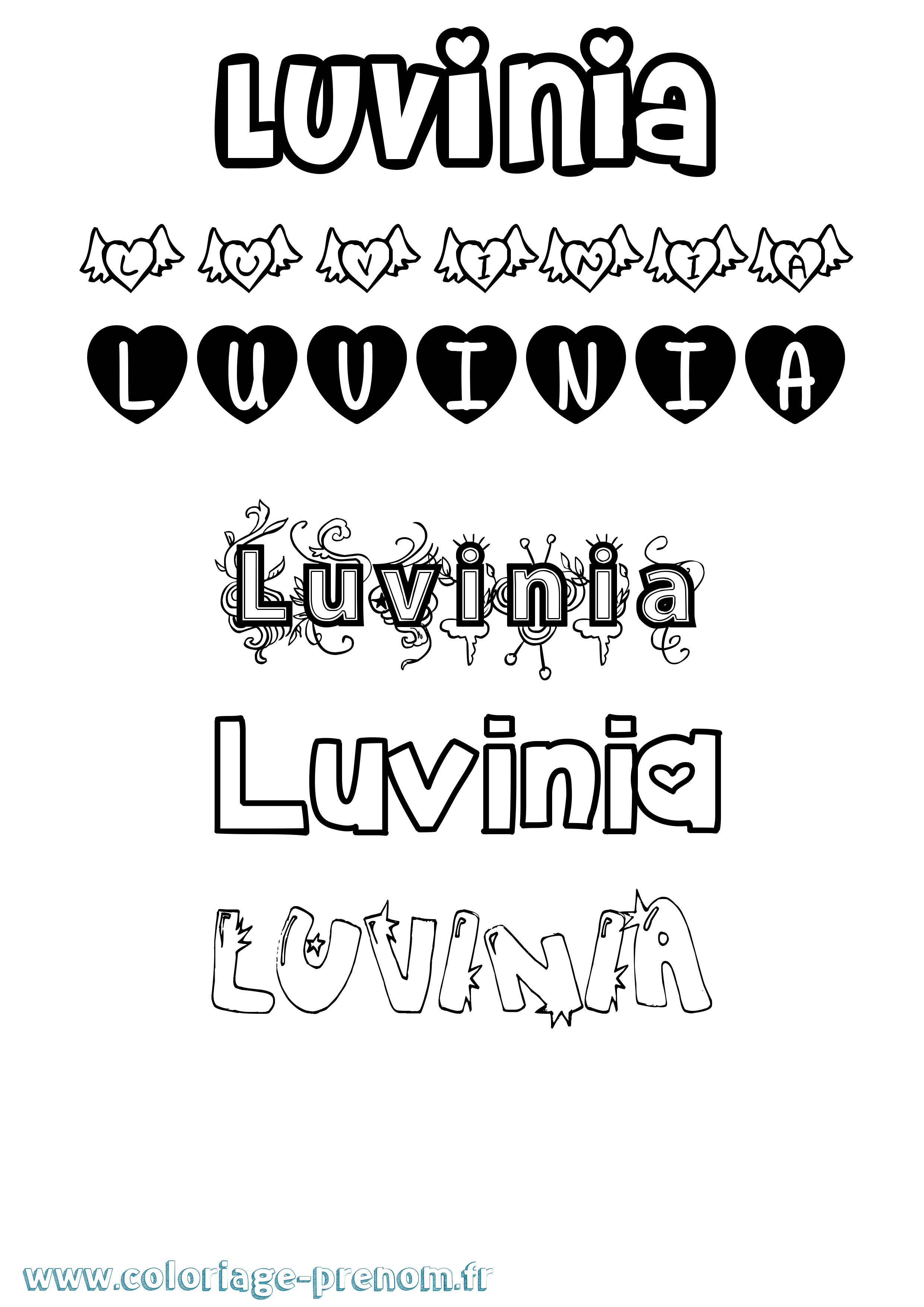Coloriage Luvinia Girly Coloriage prénom Luvinia Girly