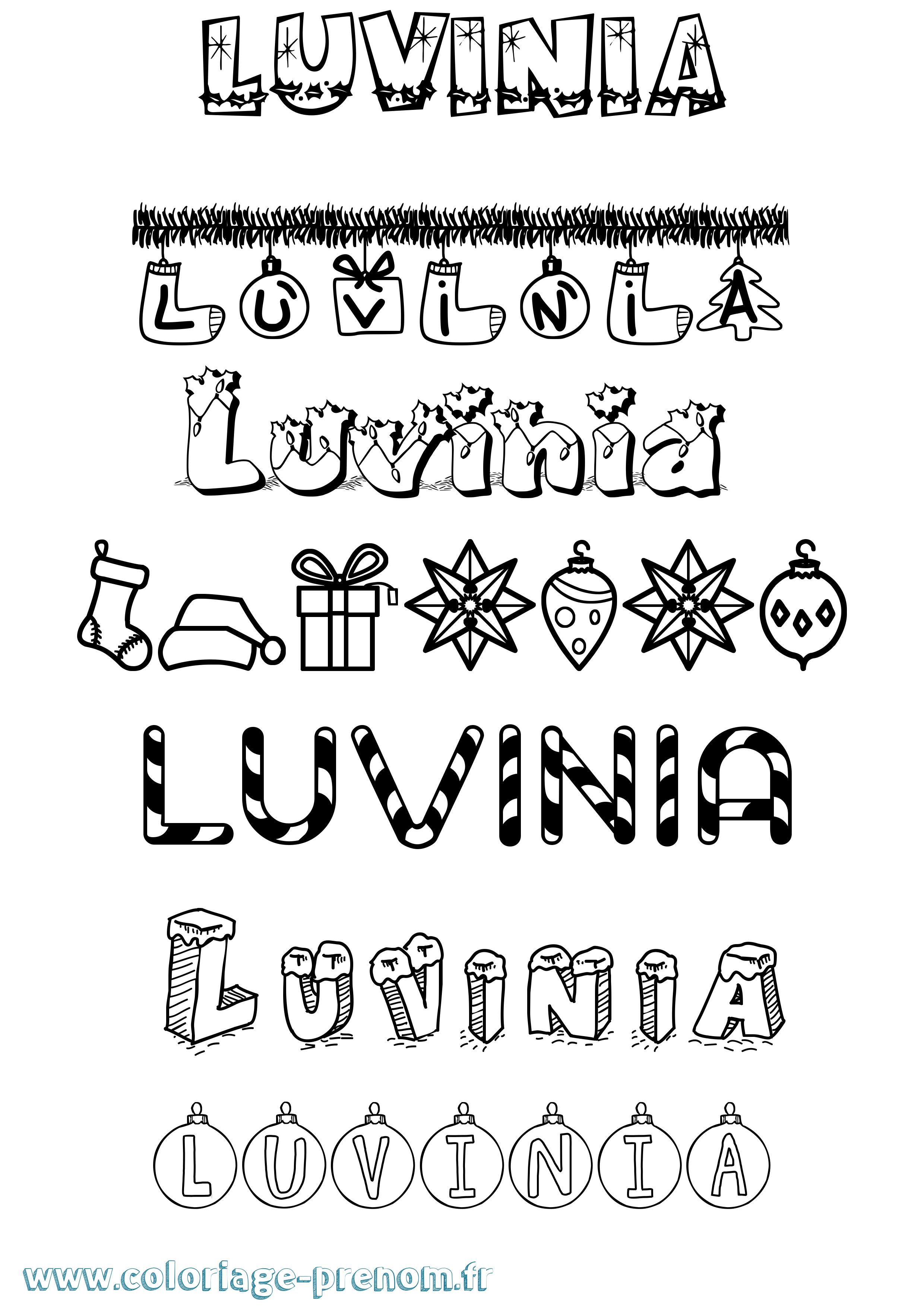 Coloriage Luvinia Noël Coloriage prénom Luvinia Noël