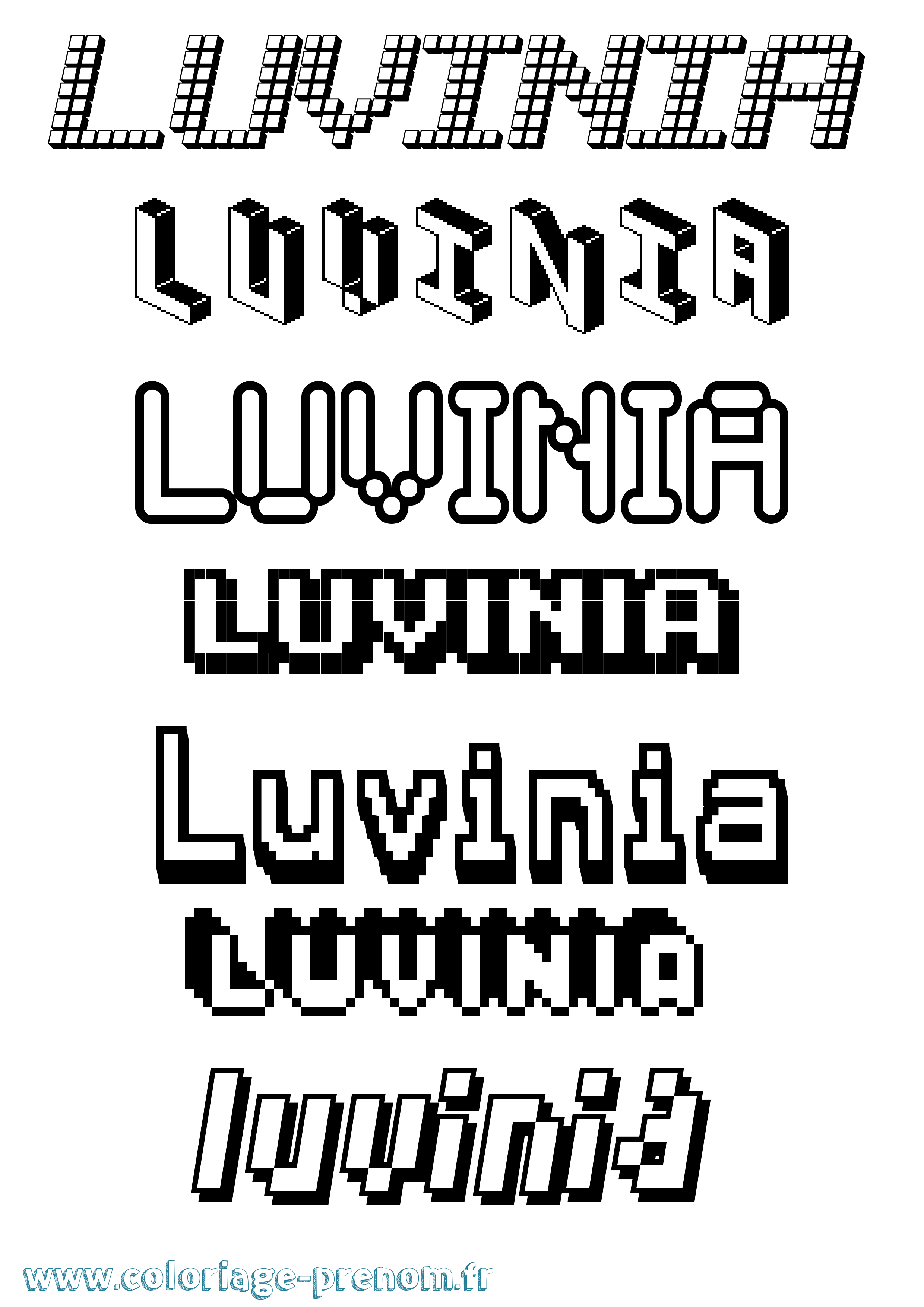 Coloriage Luvinia Pixel Coloriage prénom Luvinia Pixel