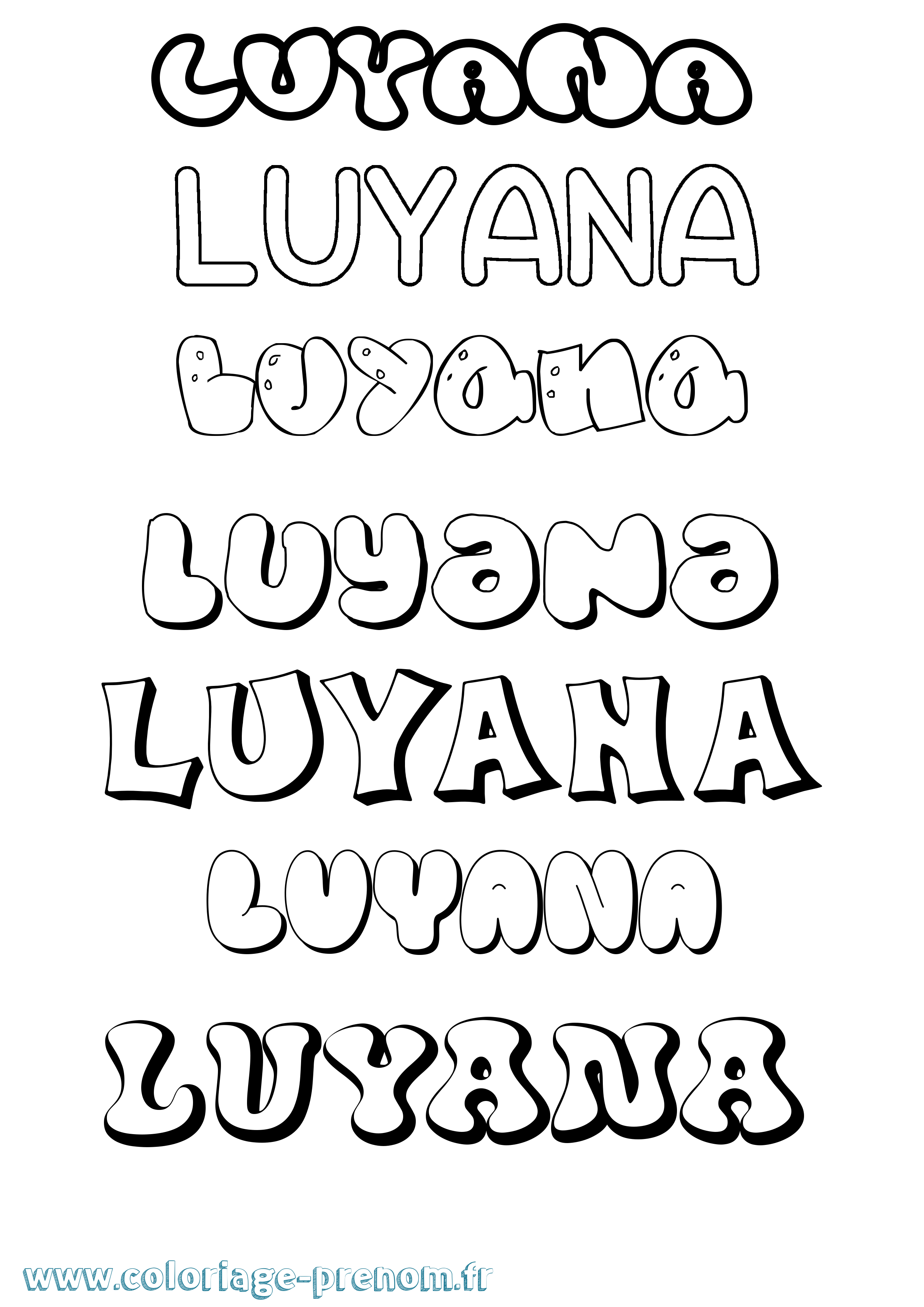 Coloriage Luyana Bubble Coloriage prénom Luyana Bubble