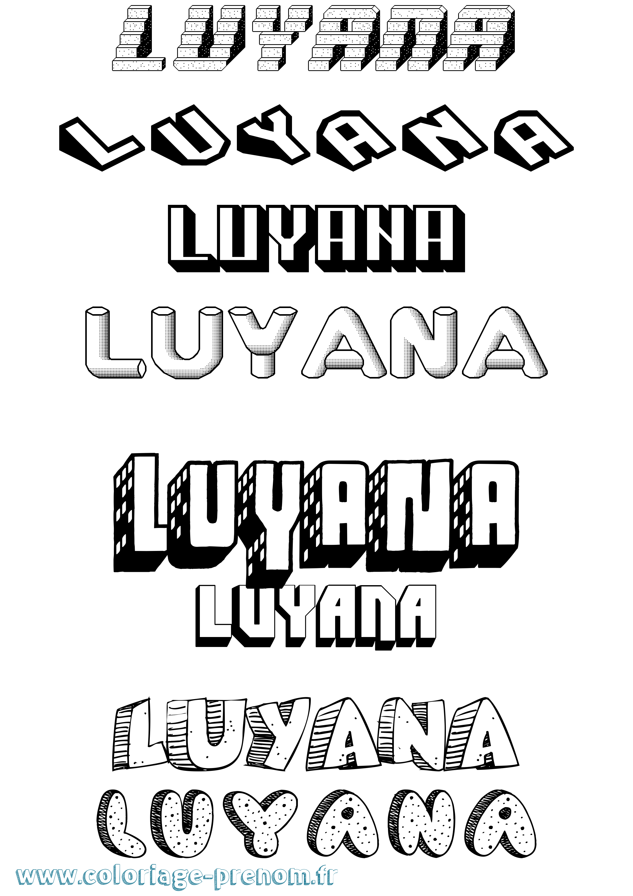 Coloriage Luyana Effet 3D Coloriage prénom Luyana Effet 3D