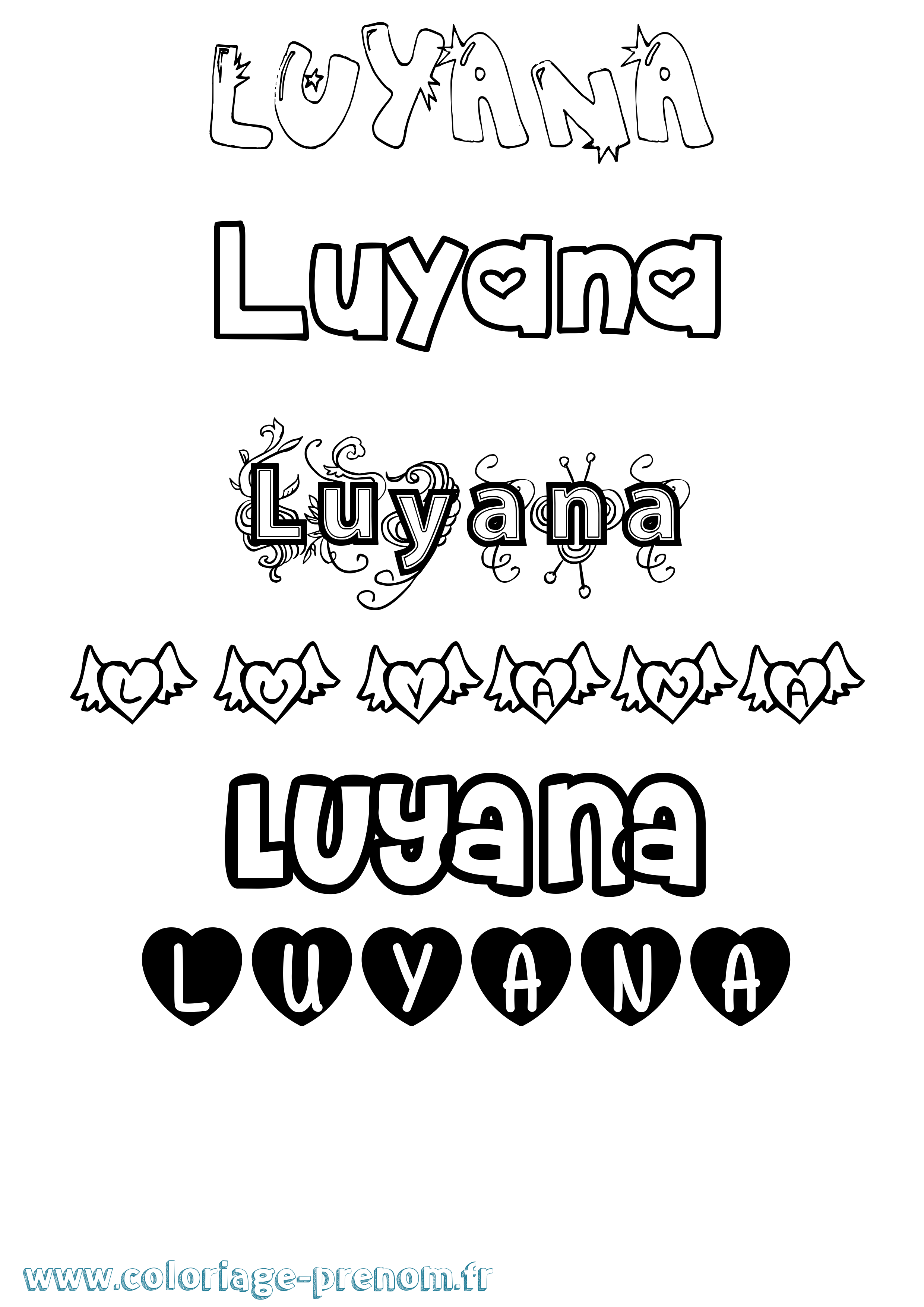 Coloriage Luyana Girly Coloriage prénom Luyana Girly