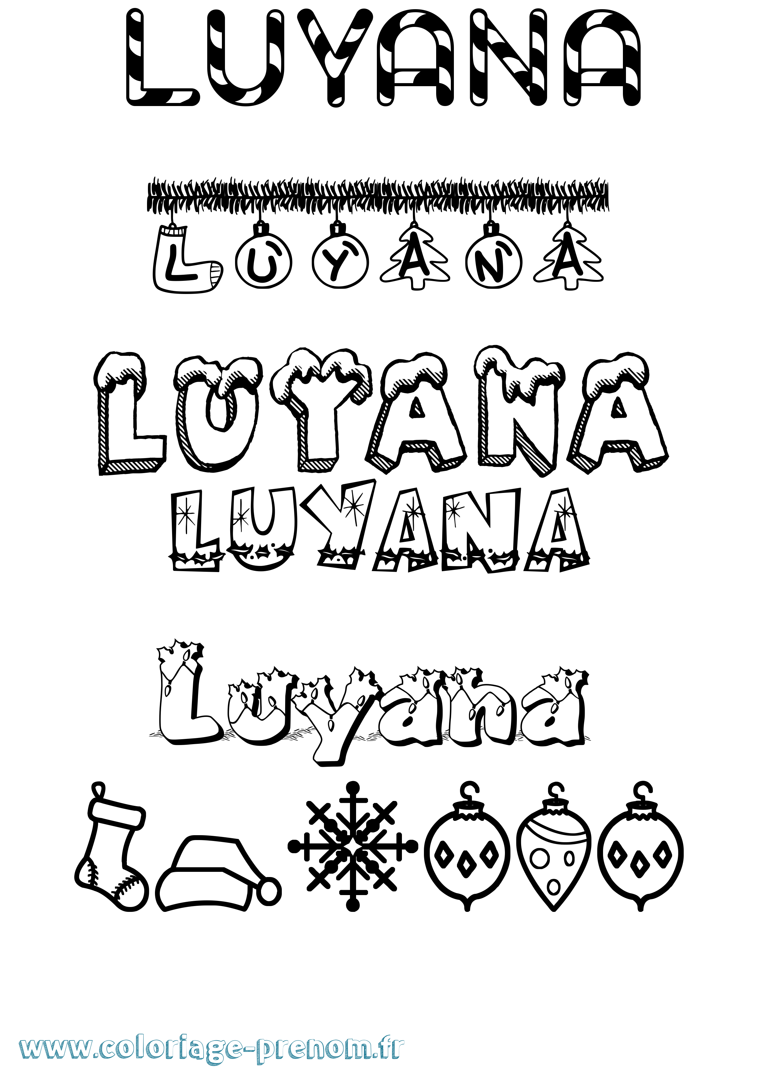 Coloriage Luyana Noël Coloriage prénom Luyana Noël