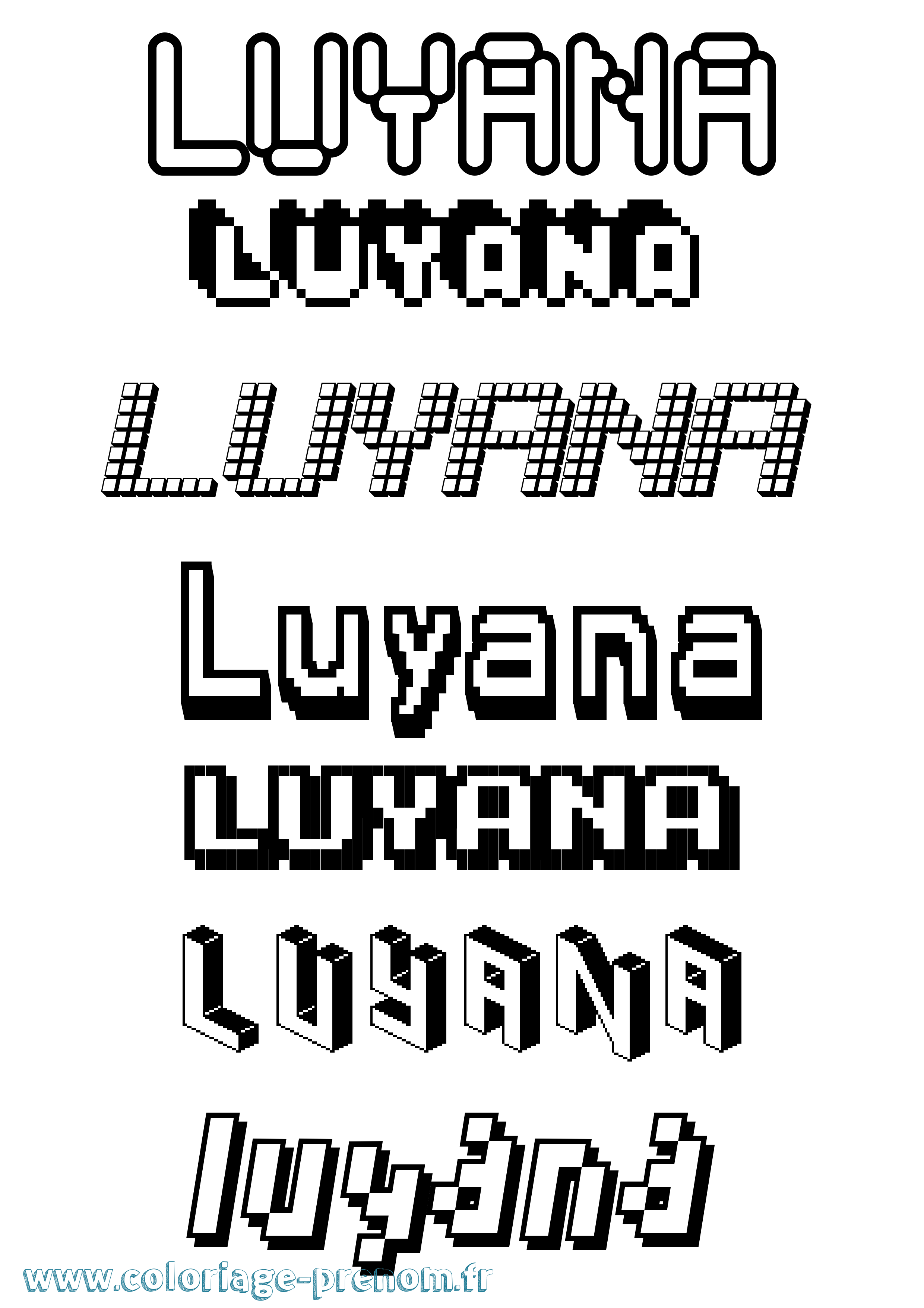 Coloriage Luyana Pixel Coloriage prénom Luyana Pixel