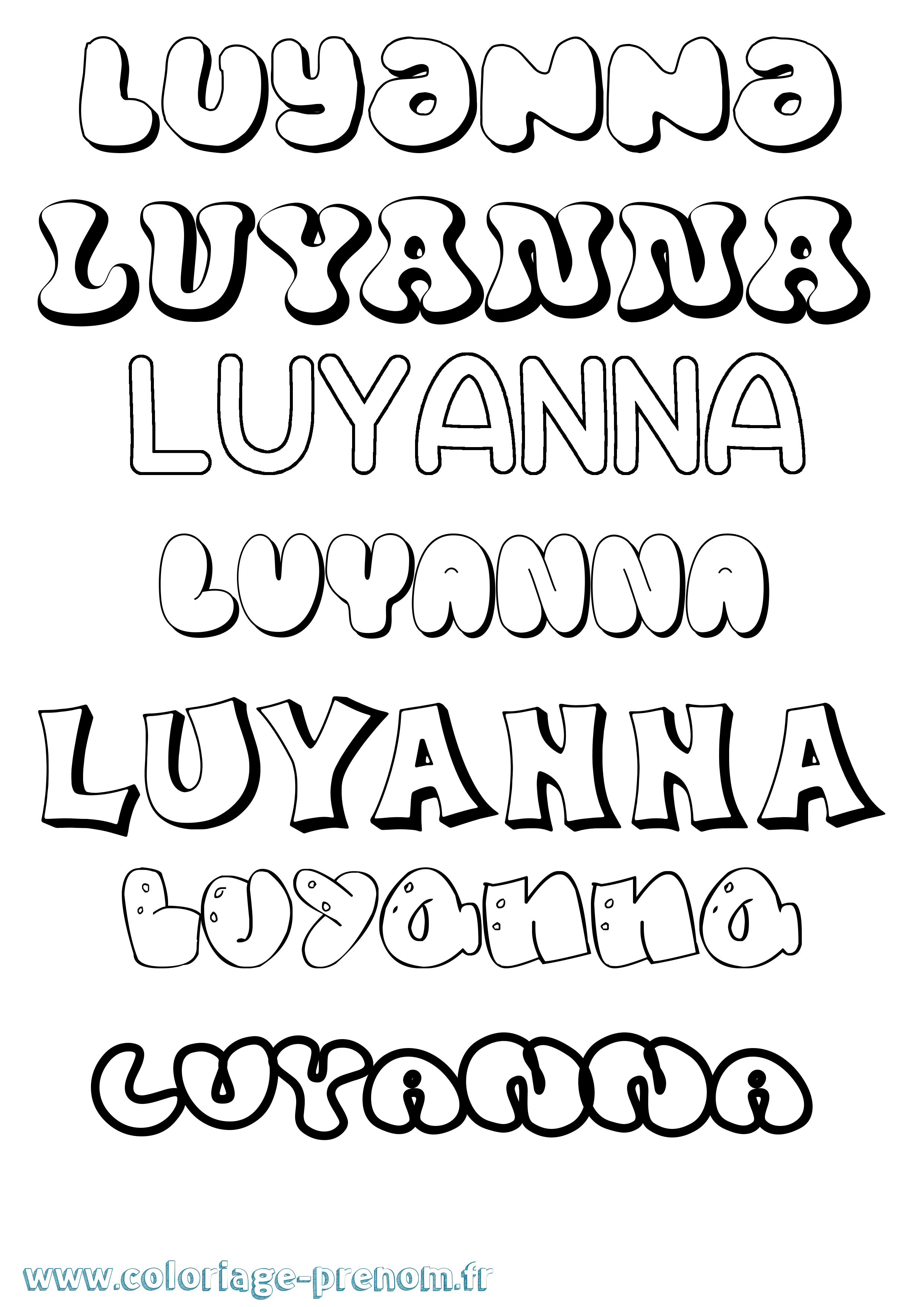 Coloriage Luyanna Bubble Coloriage prénom Luyanna Bubble