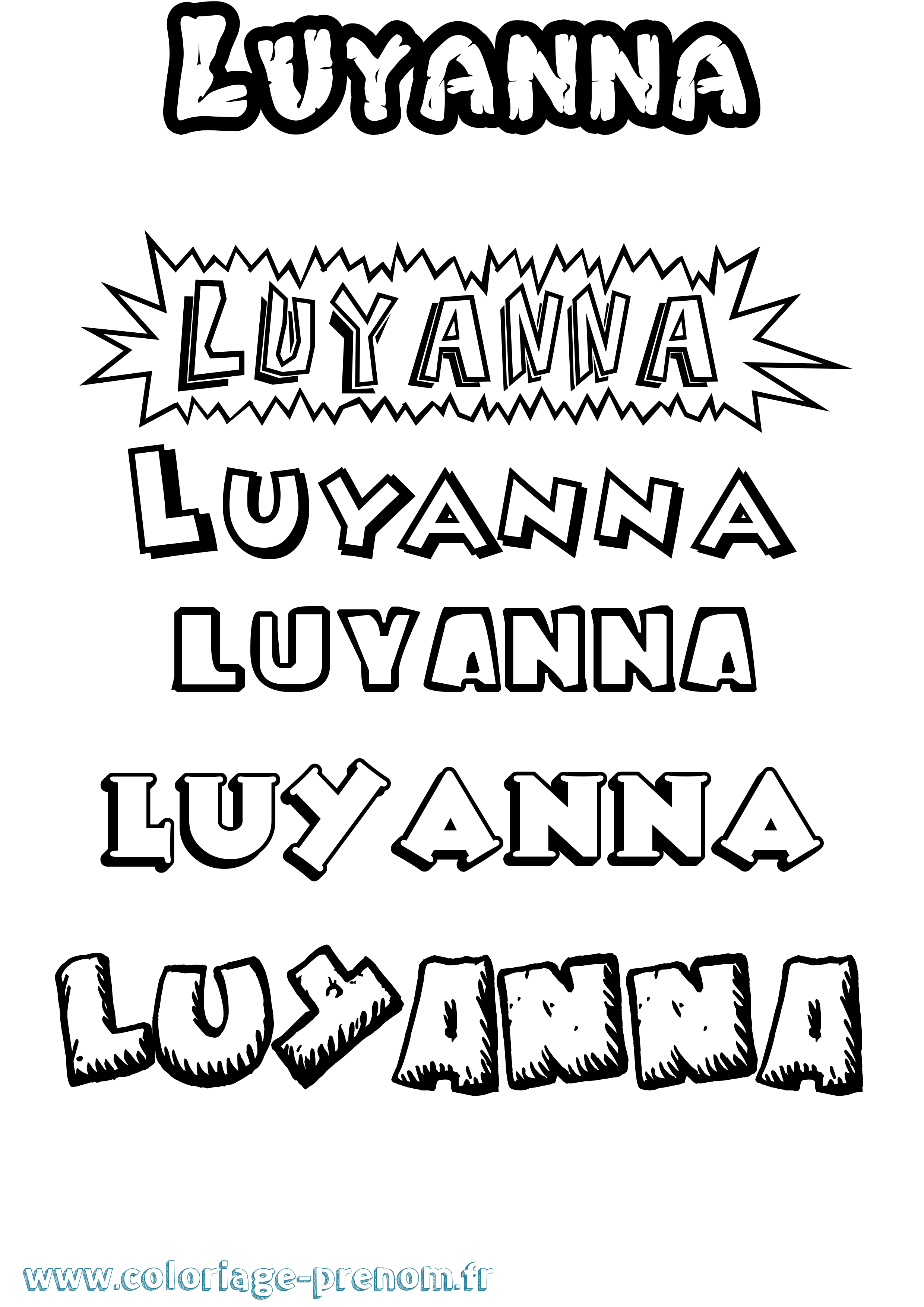 Coloriage Luyanna Dessin Animé Coloriage prénom Luyanna Dessin Animé