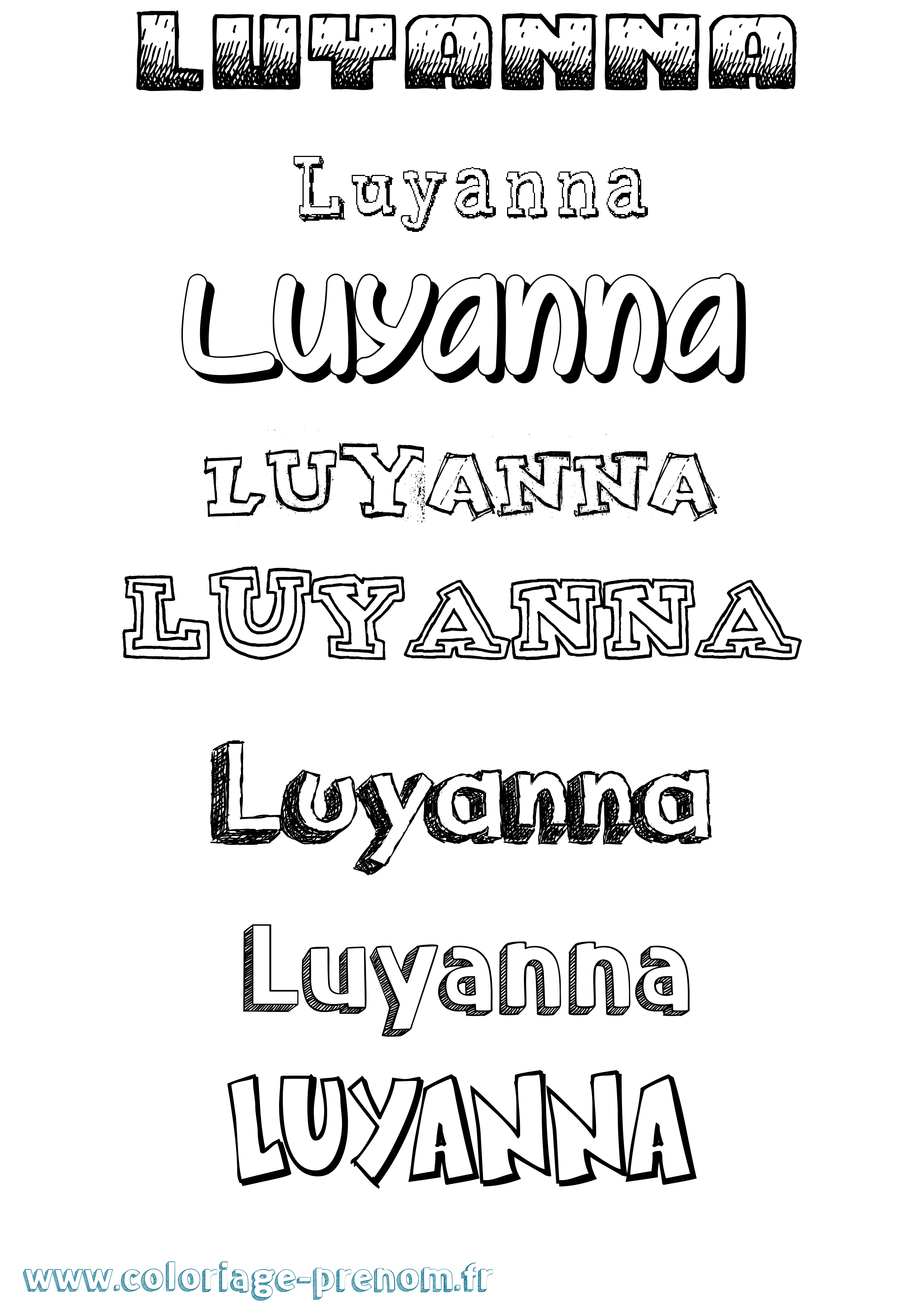 Coloriage Luyanna Dessiné Coloriage prénom Luyanna Dessiné
