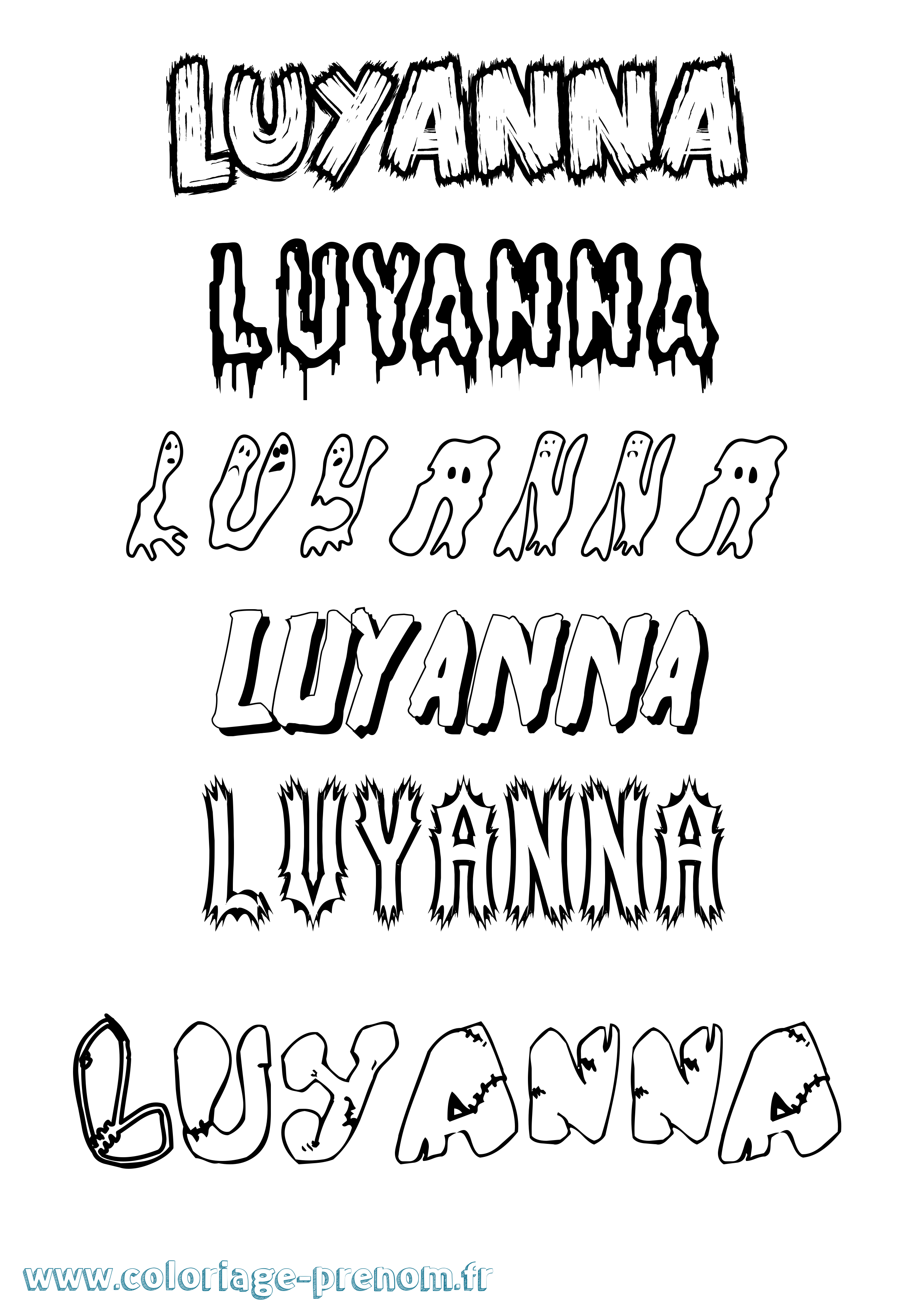 Coloriage Luyanna Frisson Coloriage prénom Luyanna Frisson
