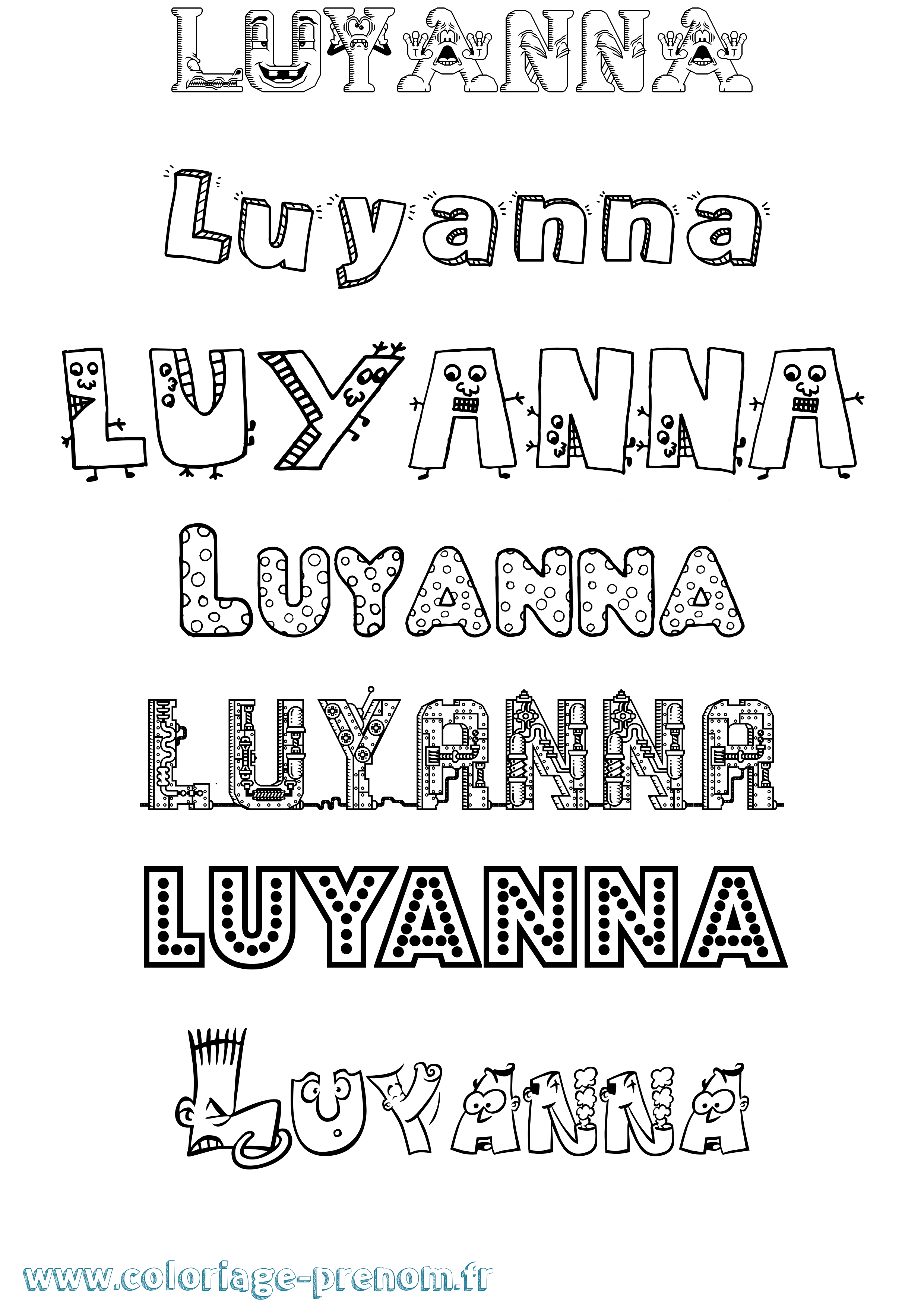 Coloriage Luyanna Fun Coloriage prénom Luyanna Fun