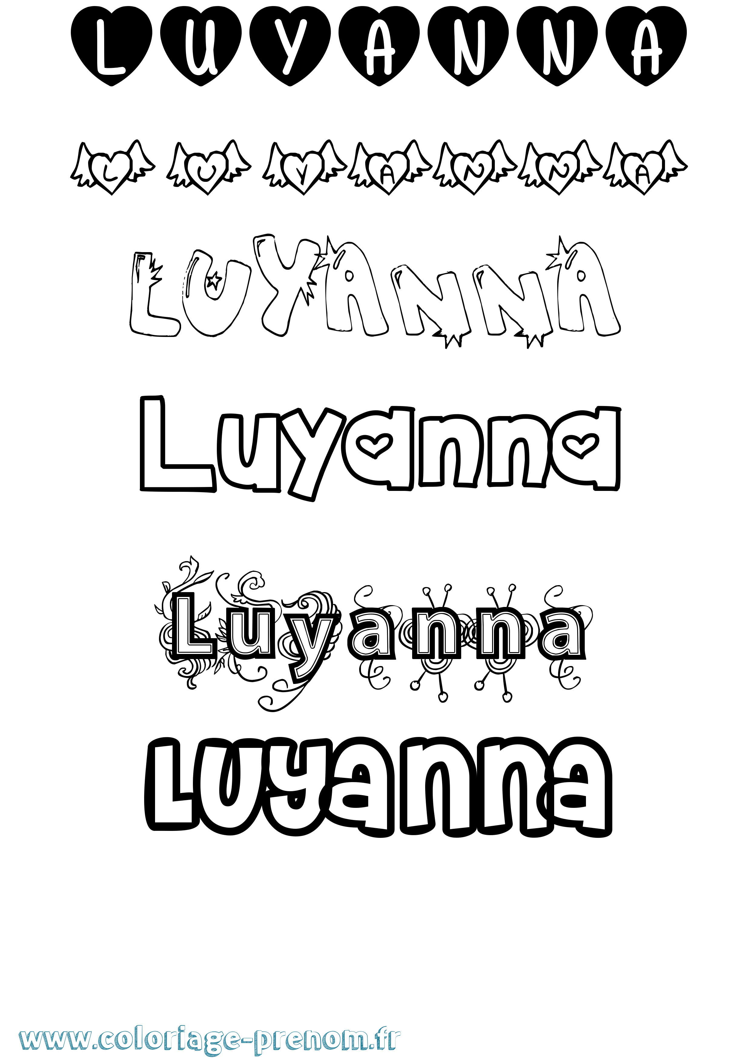 Coloriage Luyanna Girly Coloriage prénom Luyanna Girly