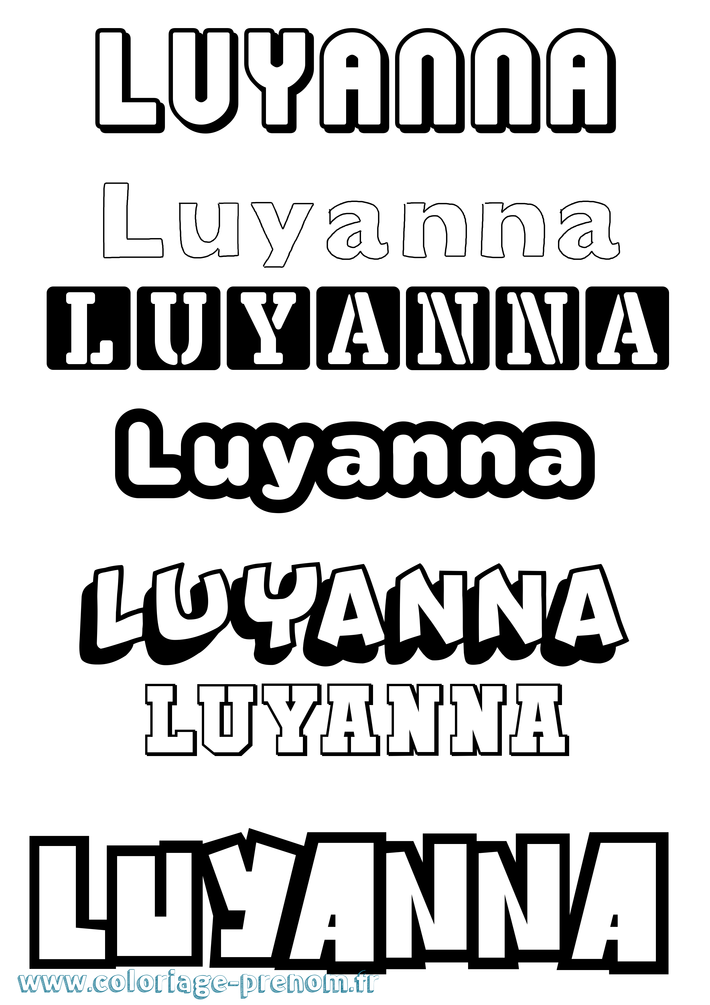 Coloriage Luyanna Simple Coloriage prénom Luyanna Simple