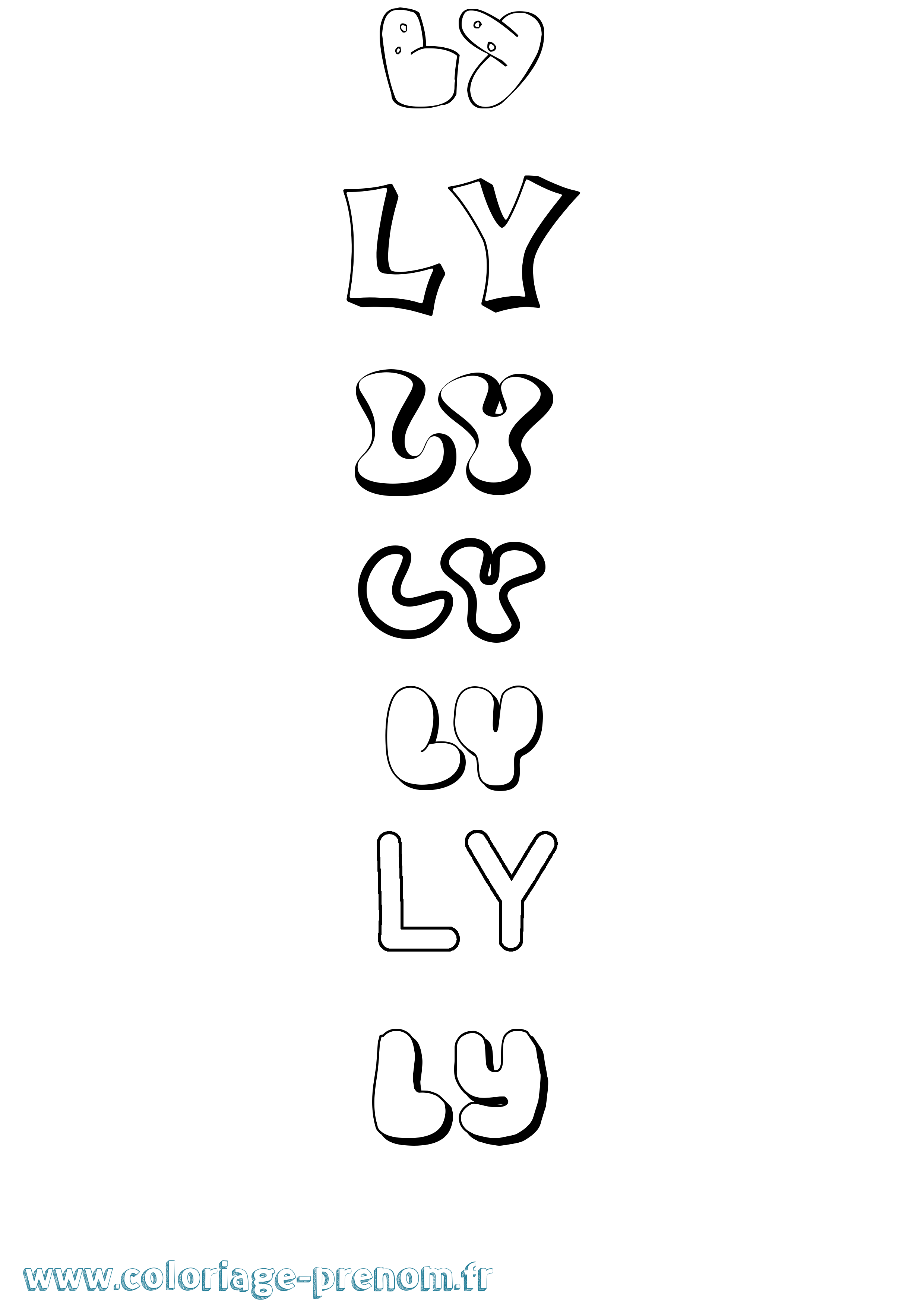 Coloriage Ly Bubble Coloriage prénom Ly Bubble