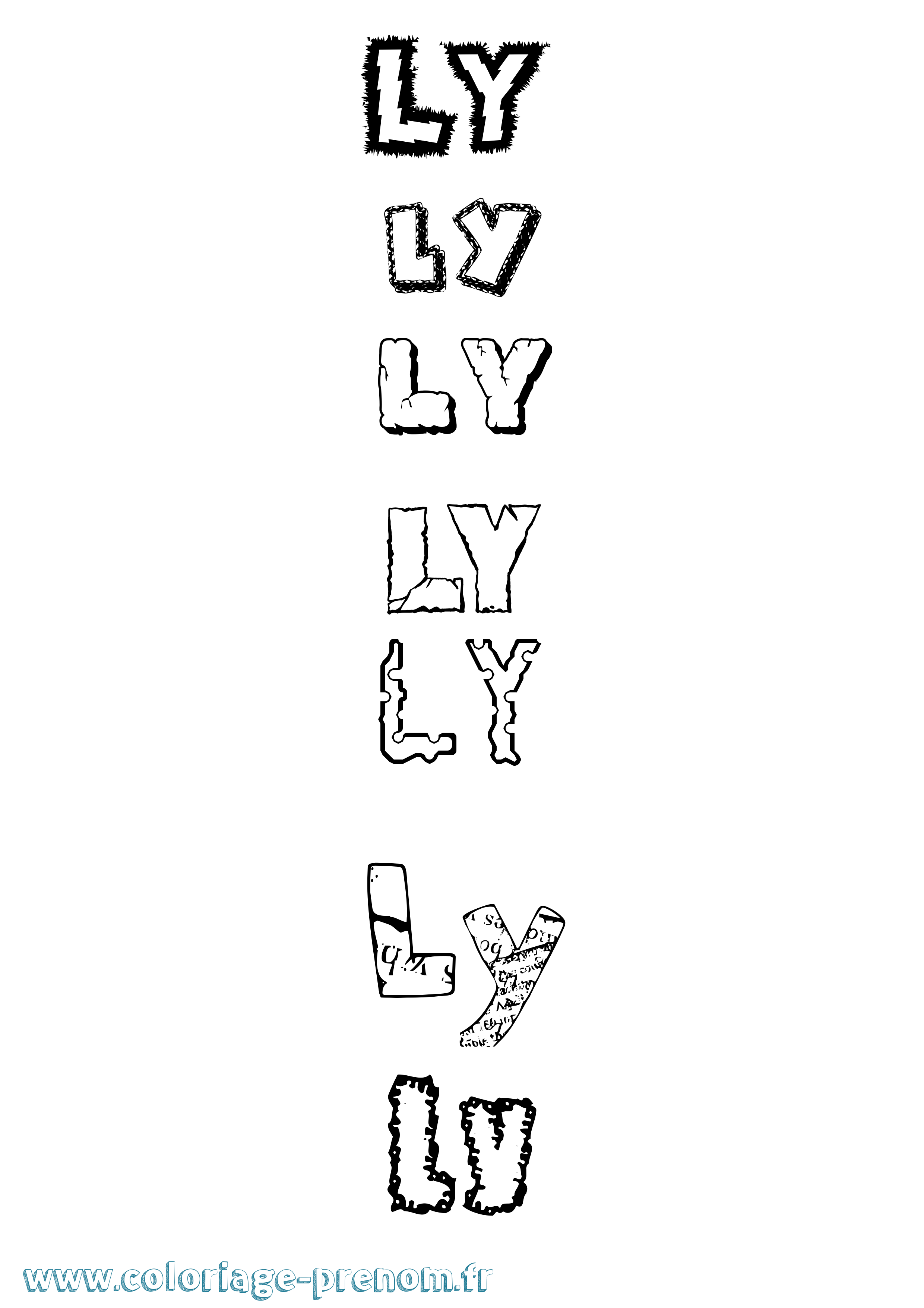 Coloriage Ly Destructuré Coloriage prénom Ly Destructuré