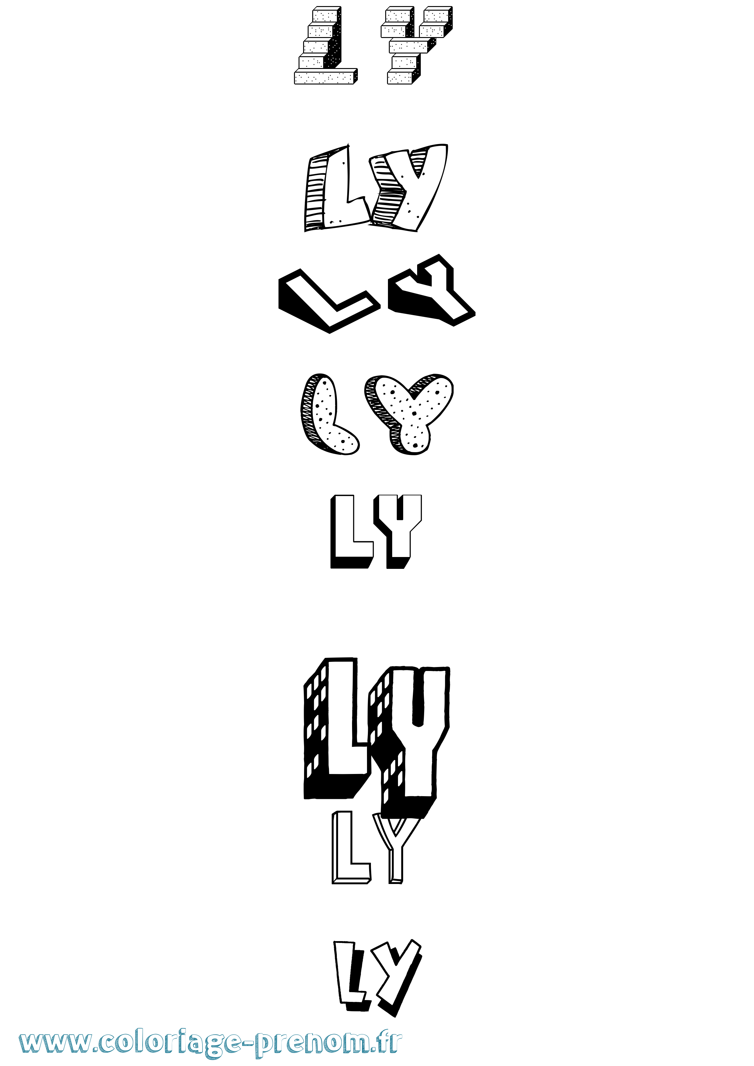 Coloriage Ly Effet 3D Coloriage prénom Ly Effet 3D