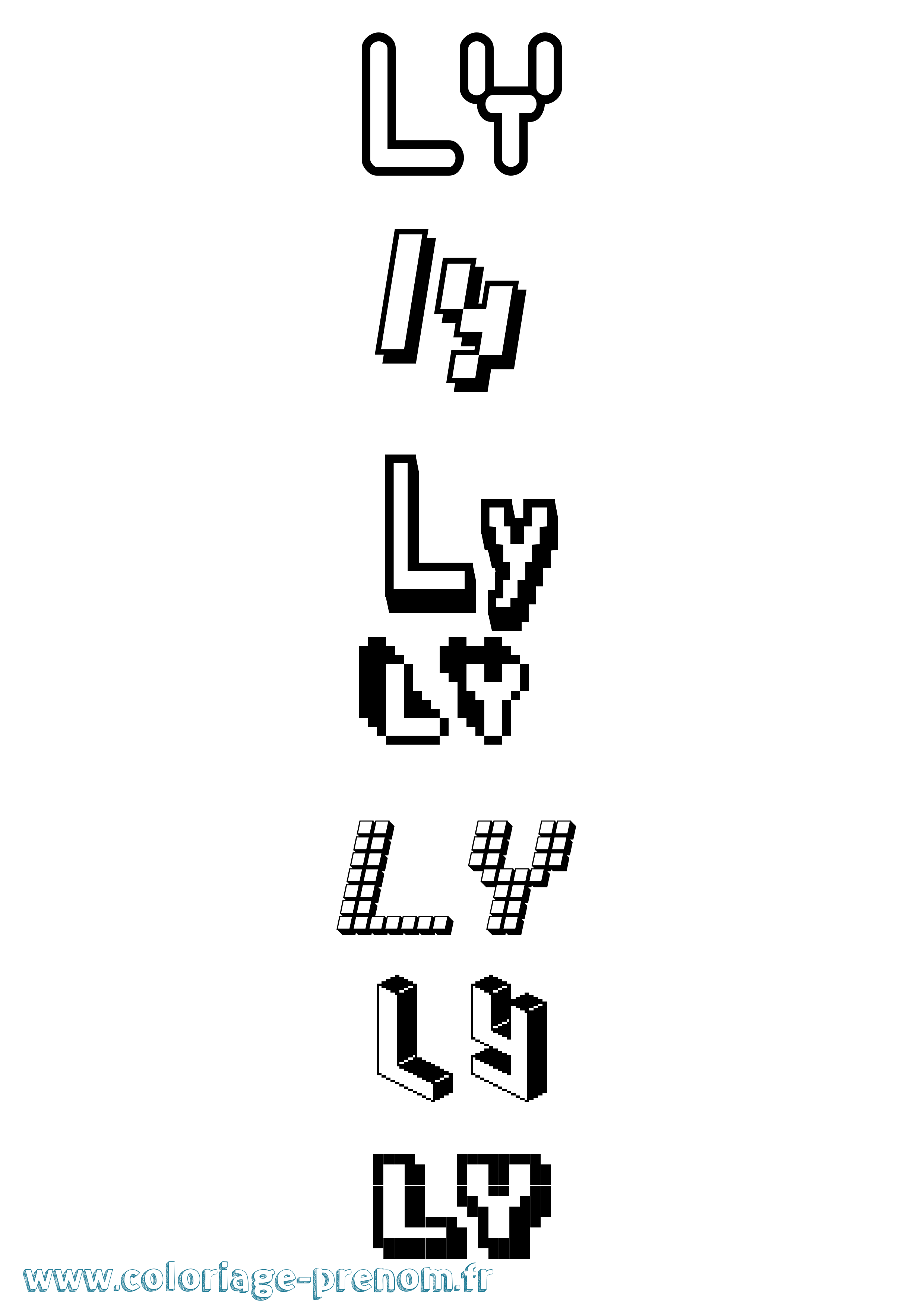 Coloriage Ly Pixel Coloriage prénom Ly Pixel
