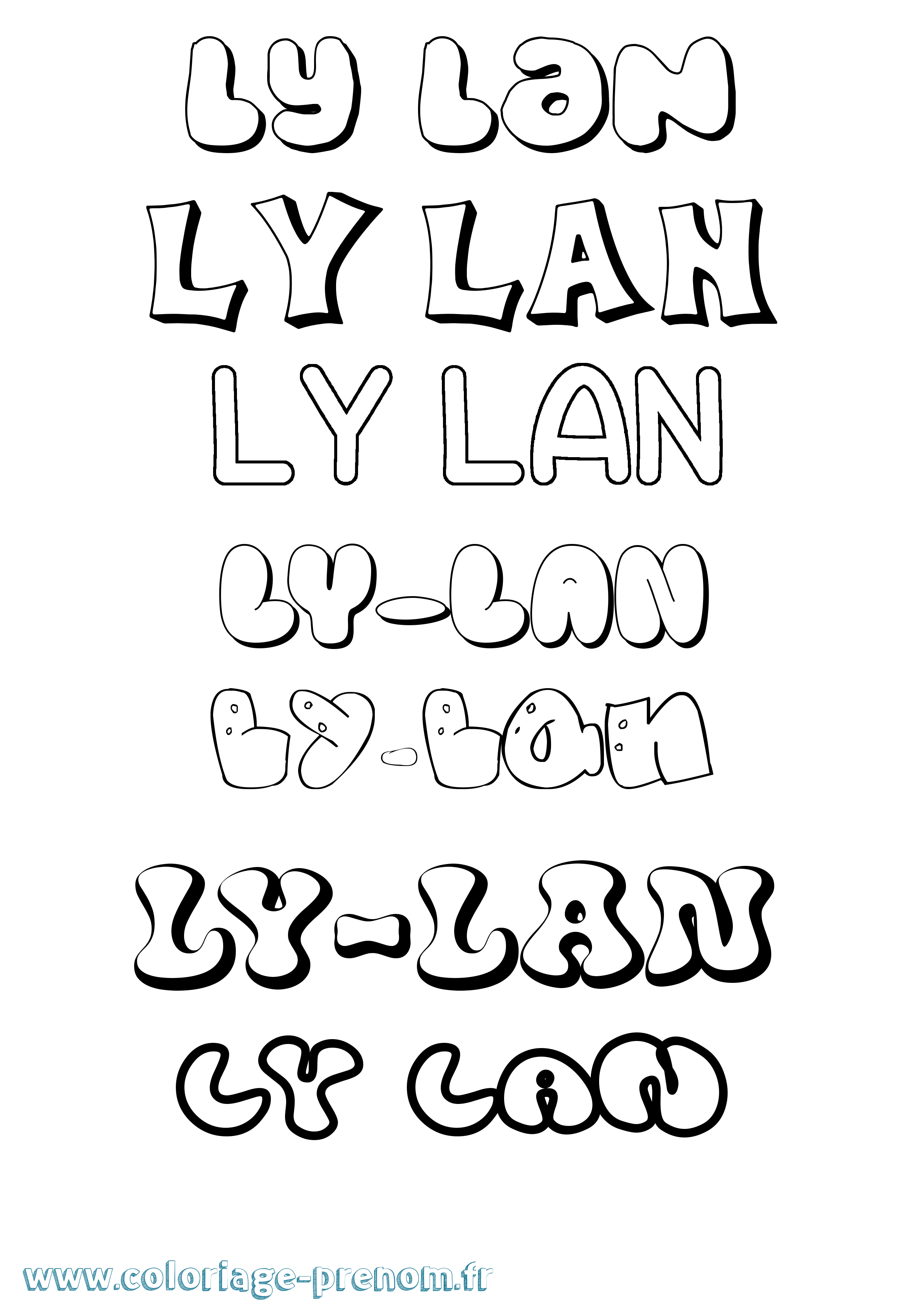 Coloriage Ly-Lan Bubble Coloriage prénom Ly-Lan Bubble