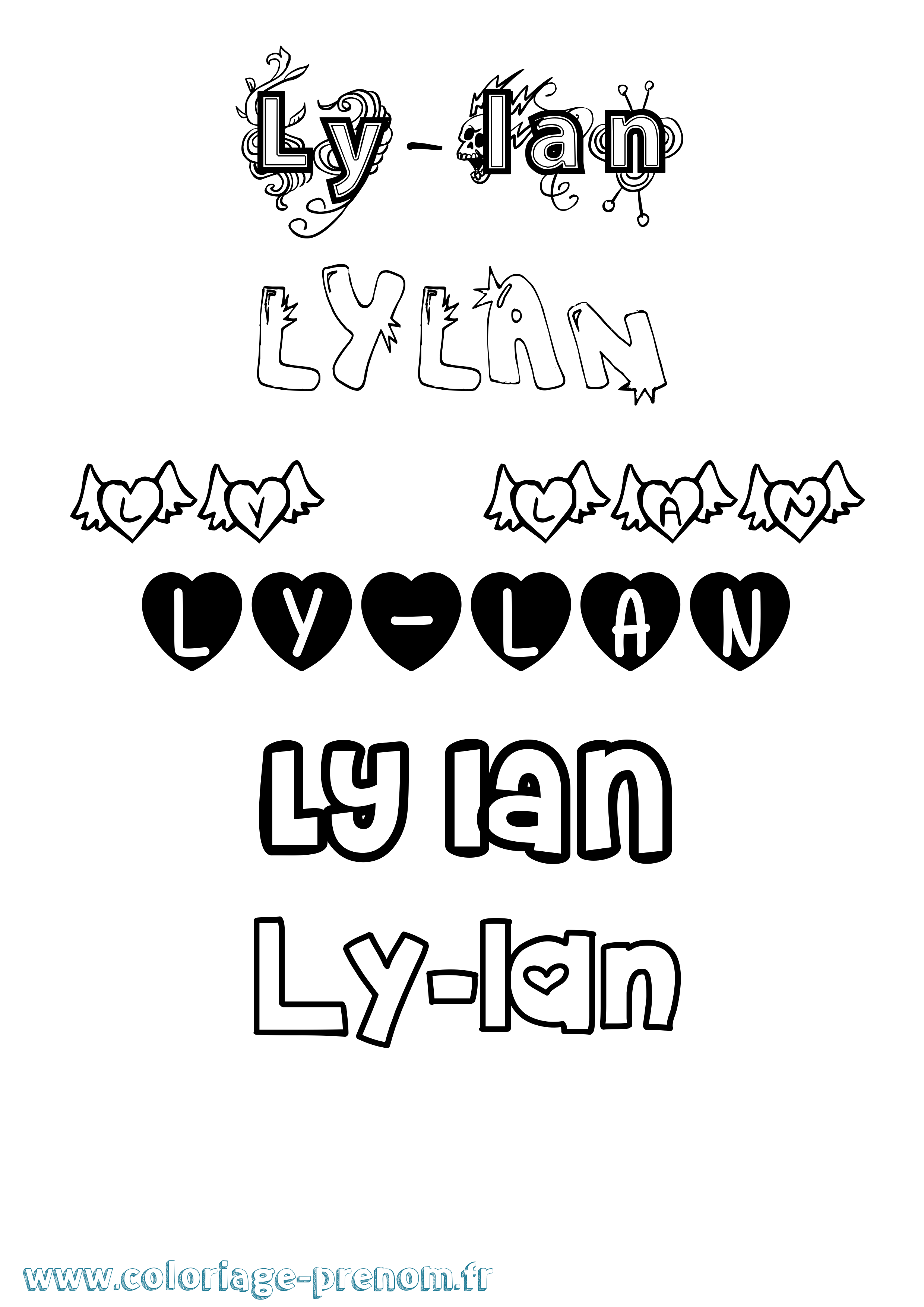 Coloriage Ly-Lan Girly Coloriage prénom Ly-Lan Girly