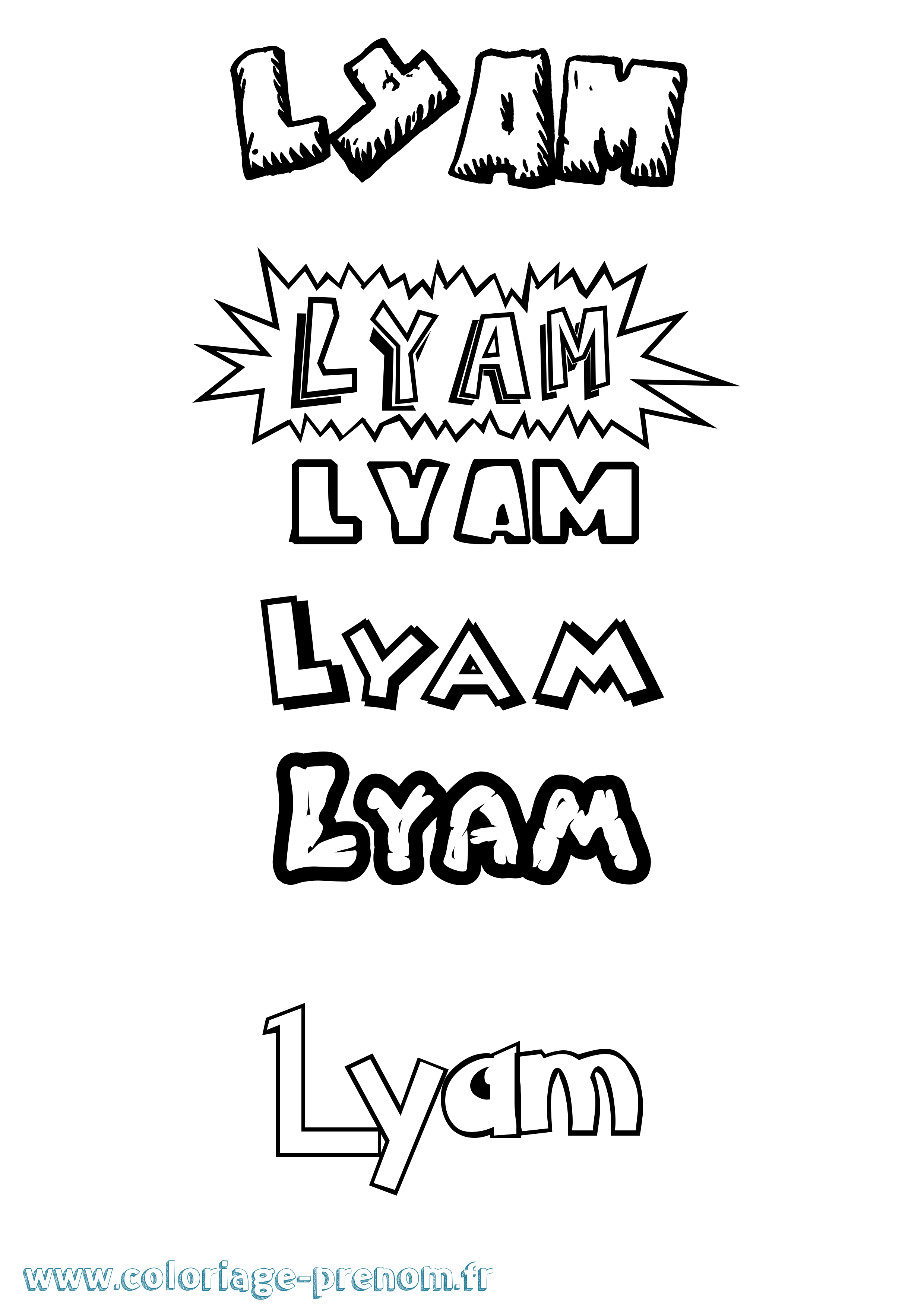 Coloriage Lyam Dessin Animé Coloriage prénom Lyam Dessin Animé