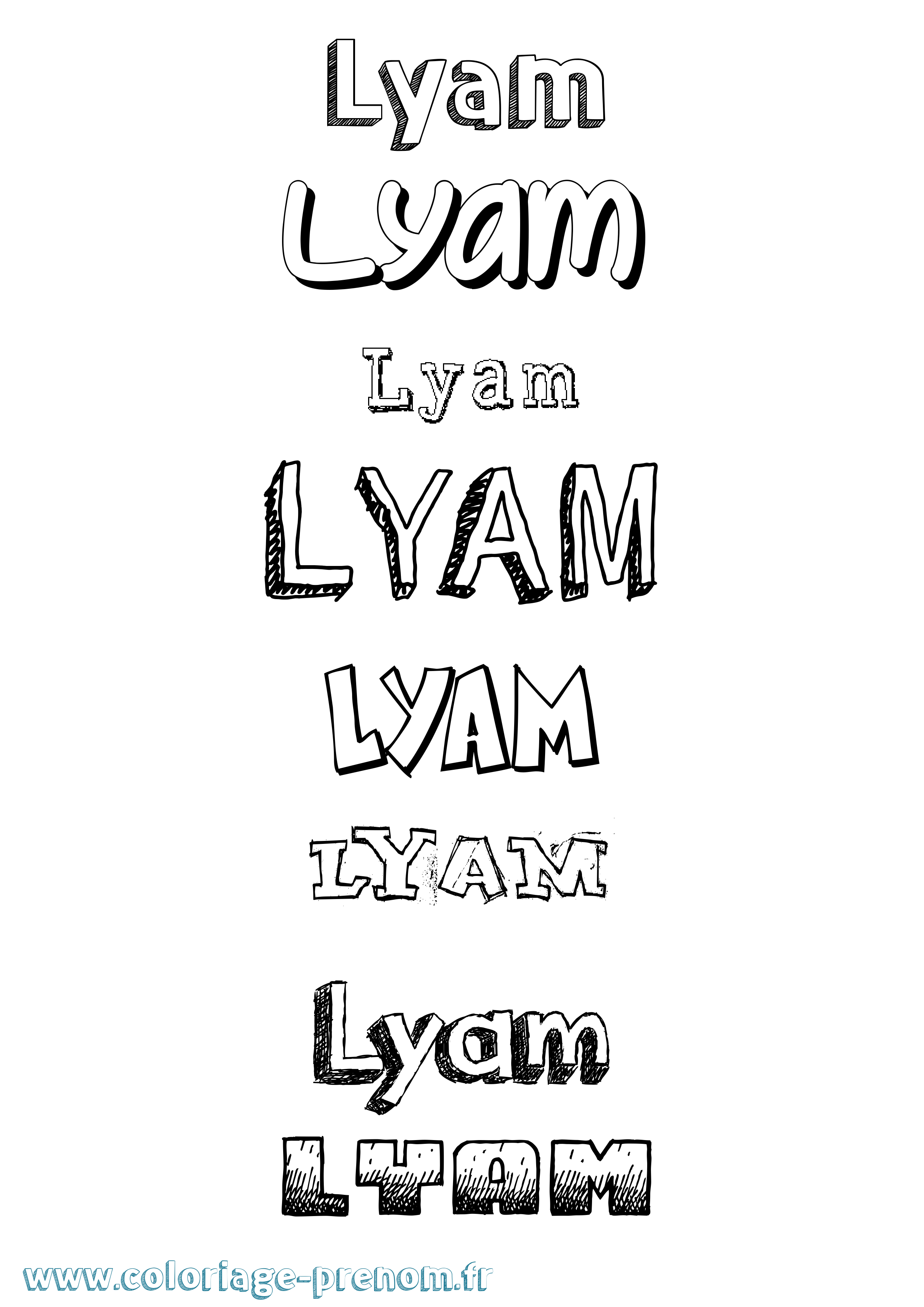 Coloriage Lyam Dessiné Coloriage prénom Lyam Dessiné