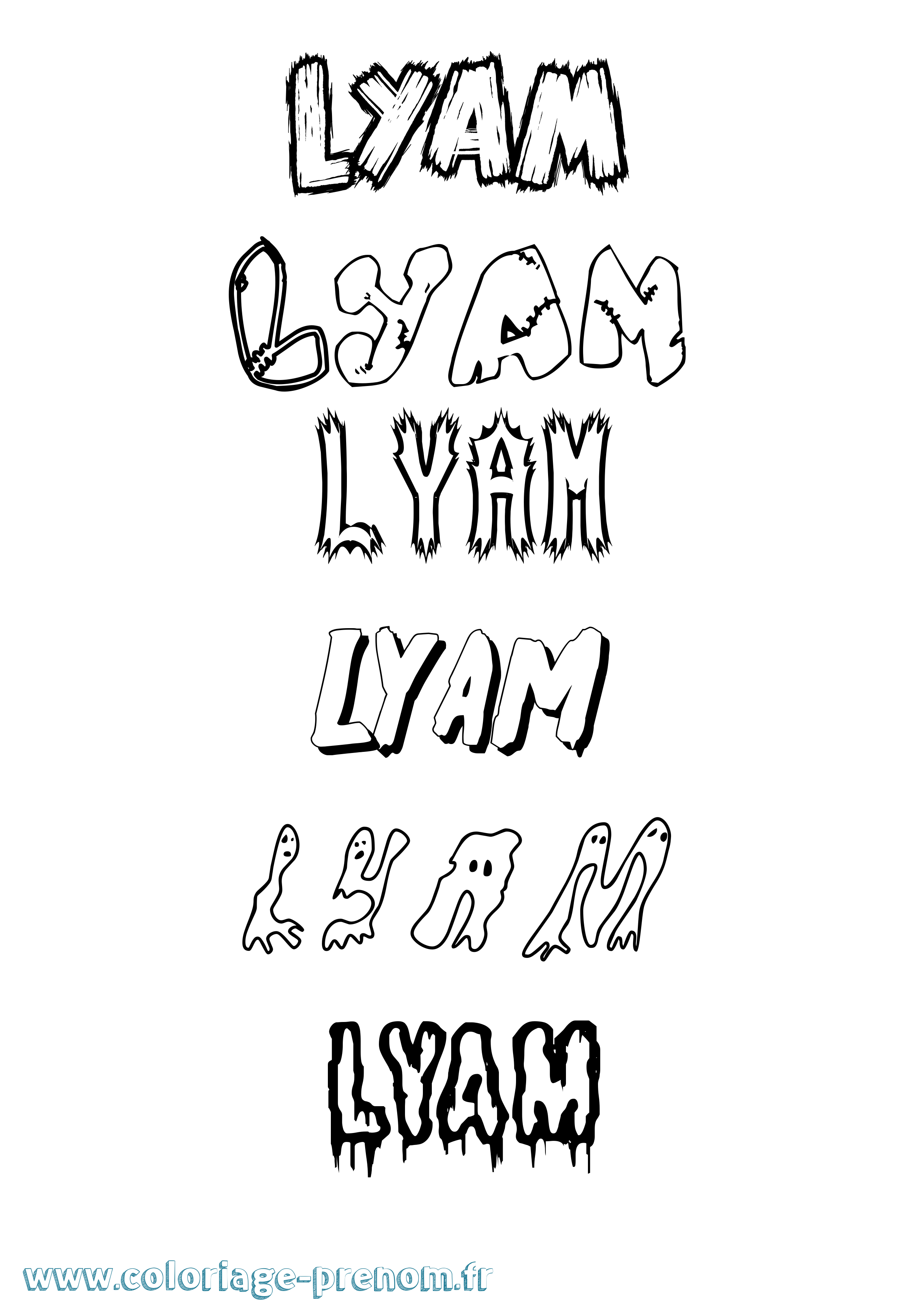 Coloriage Lyam Frisson Coloriage prénom Lyam Frisson