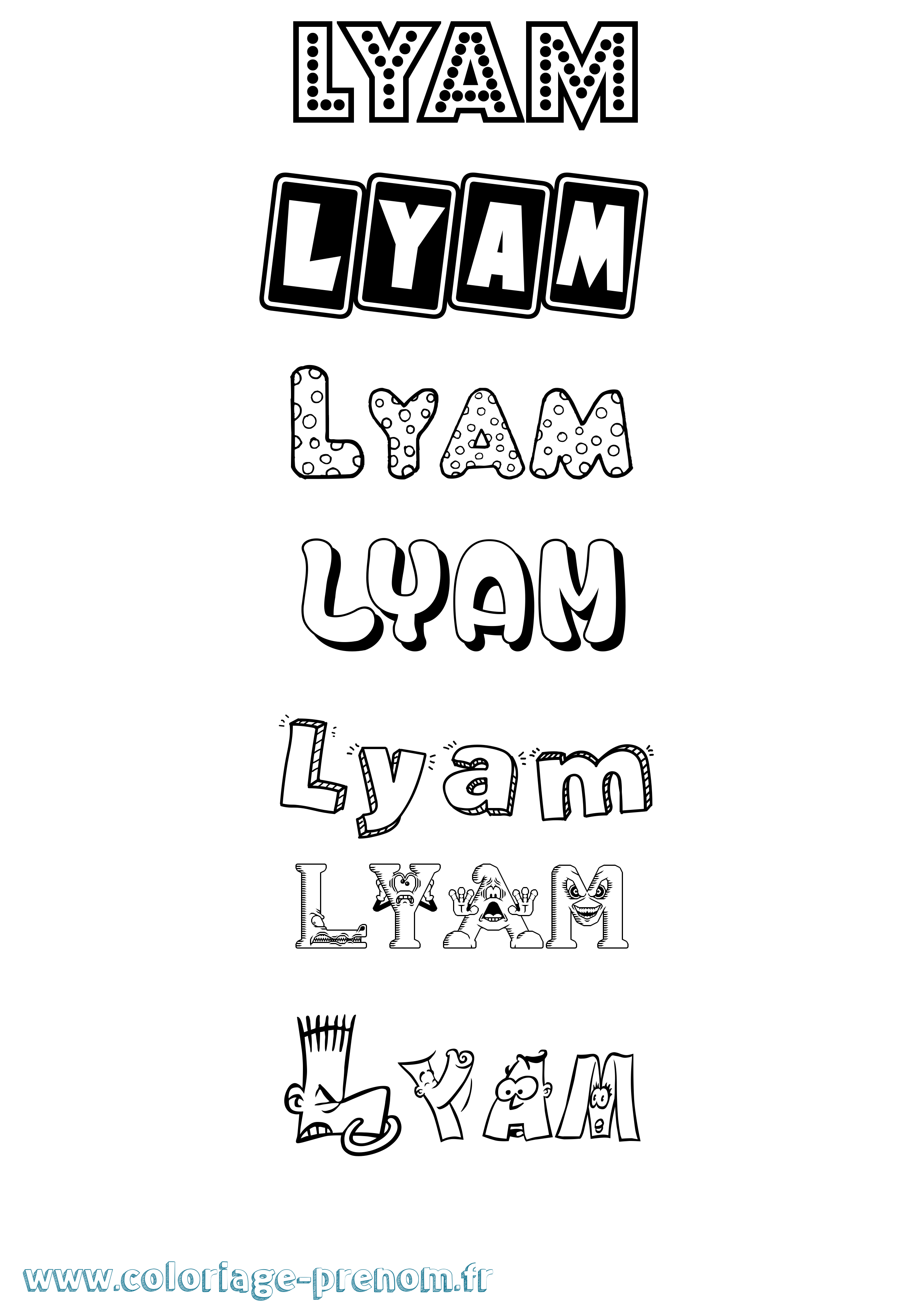 Coloriage Lyam Fun Coloriage prénom Lyam Fun