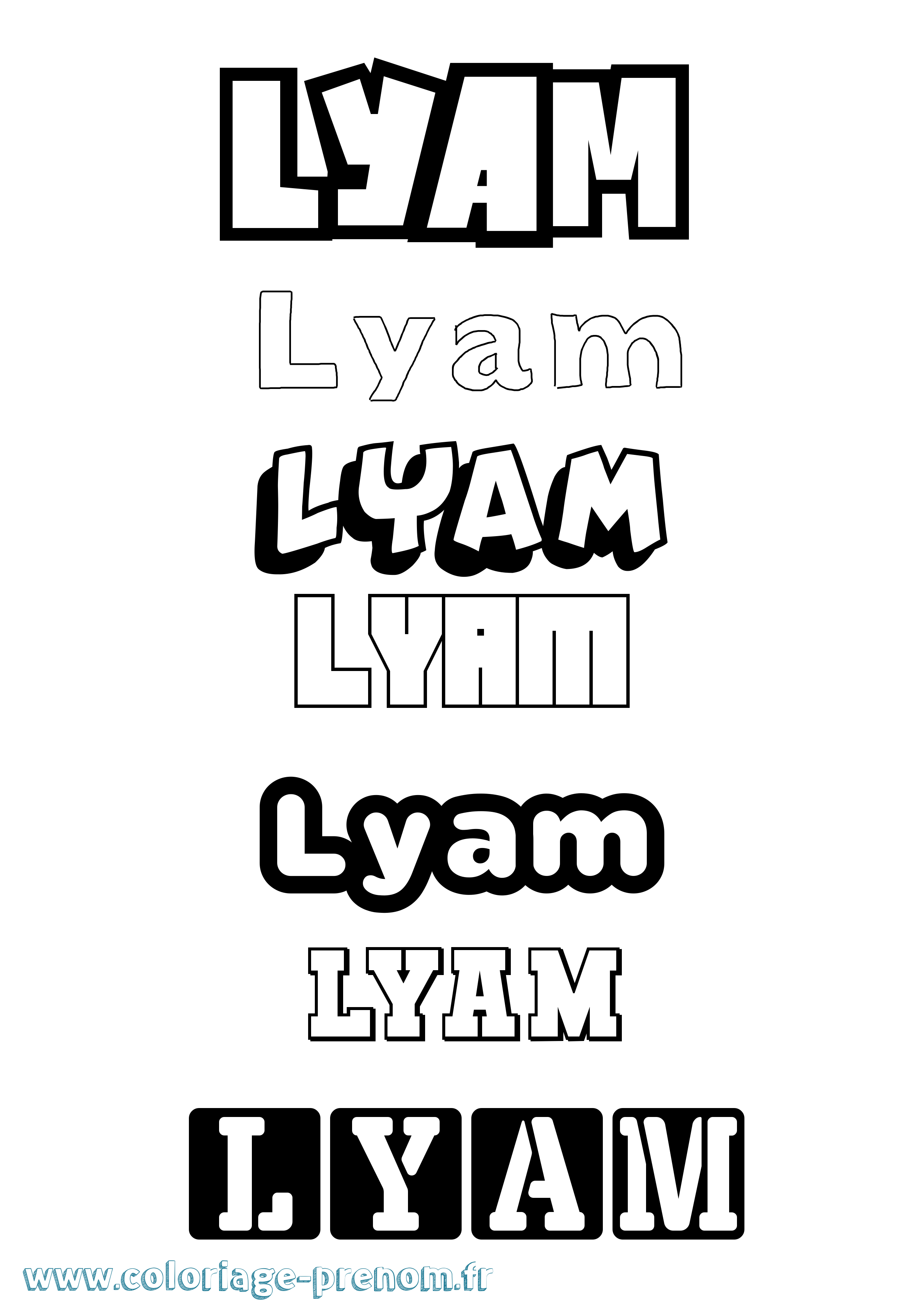 Coloriage Lyam Simple Coloriage prénom Lyam Simple