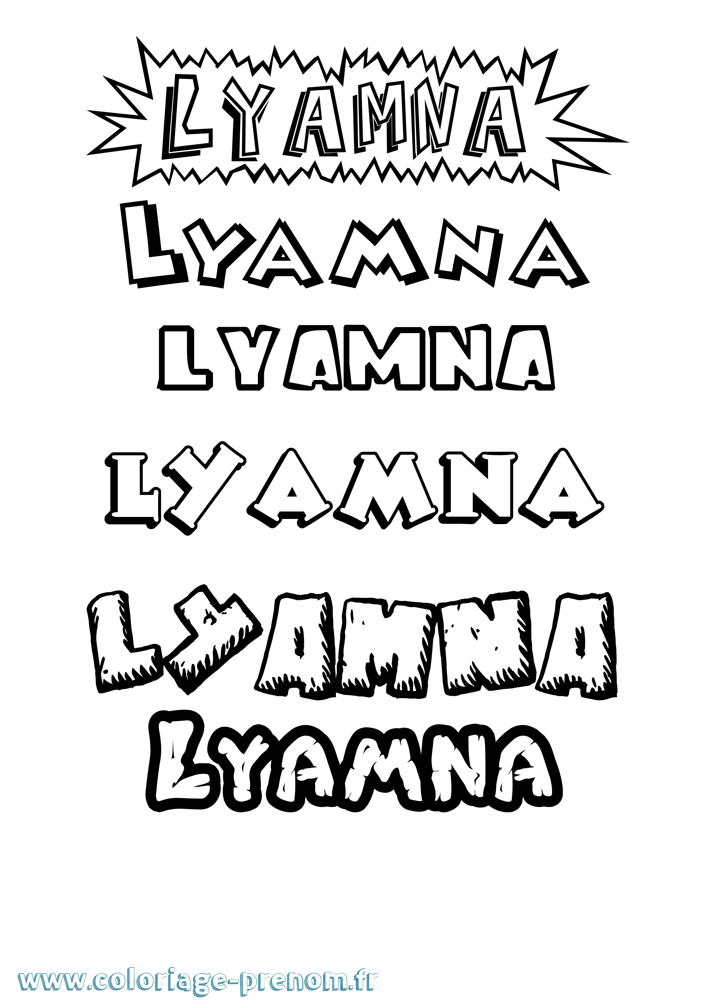 Coloriage Lyamna Dessin Animé Coloriage prénom Lyamna Dessin Animé