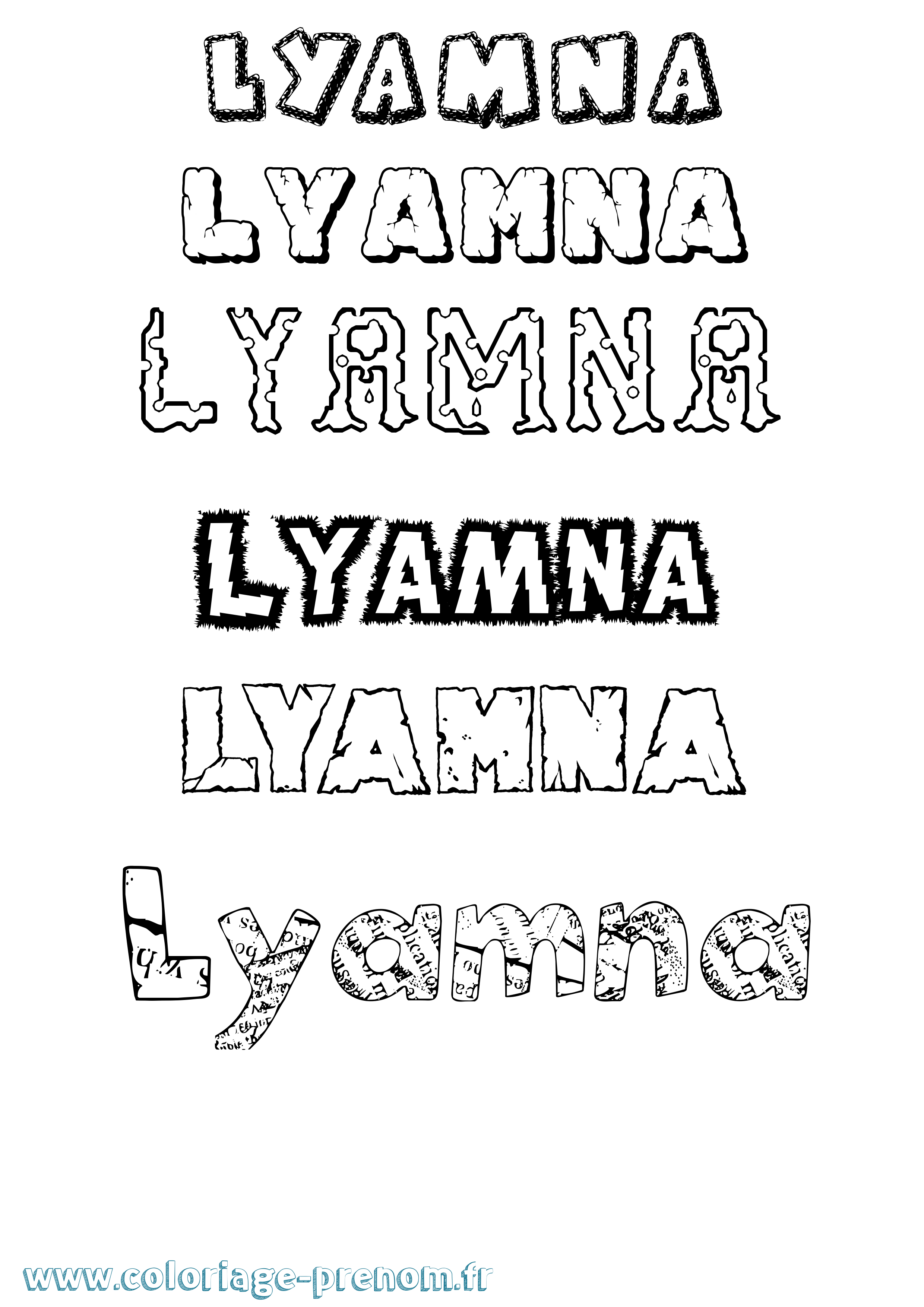 Coloriage Lyamna Destructuré Coloriage prénom Lyamna Destructuré