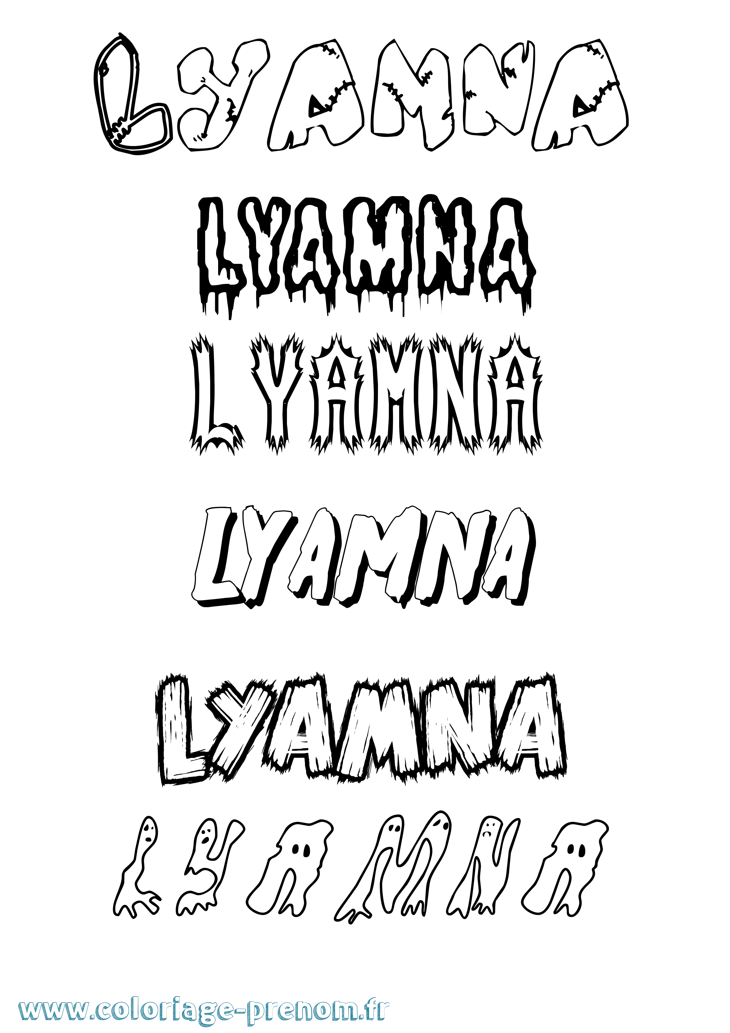 Coloriage Lyamna Frisson Coloriage prénom Lyamna Frisson
