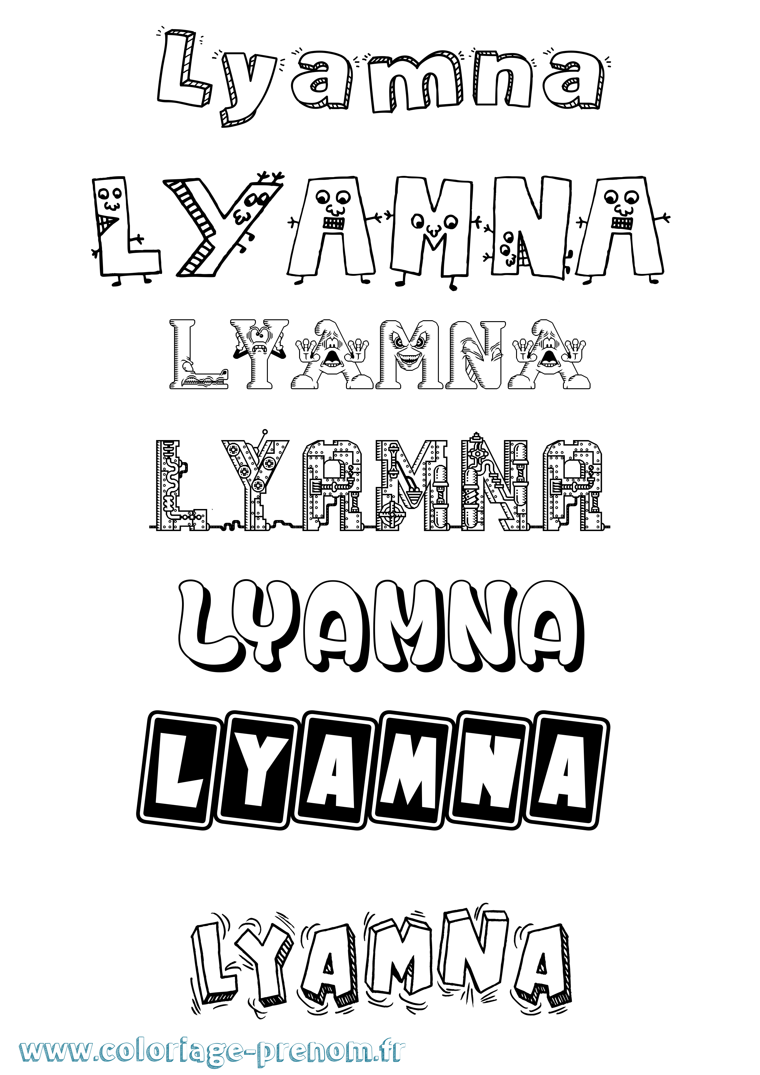 Coloriage Lyamna Fun Coloriage prénom Lyamna Fun
