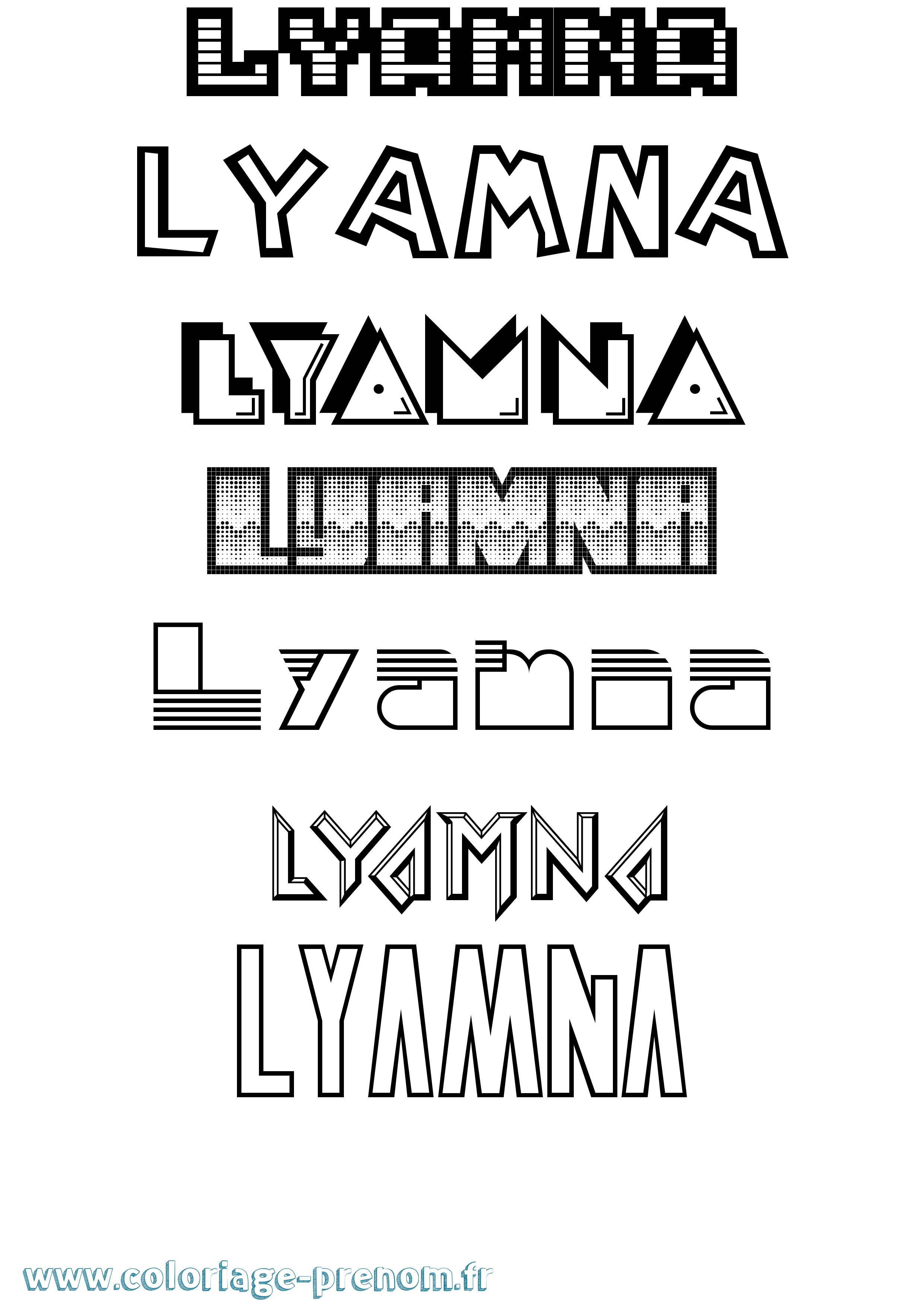 Coloriage Lyamna Jeux Vidéos Coloriage prénom Lyamna Jeux Vidéos