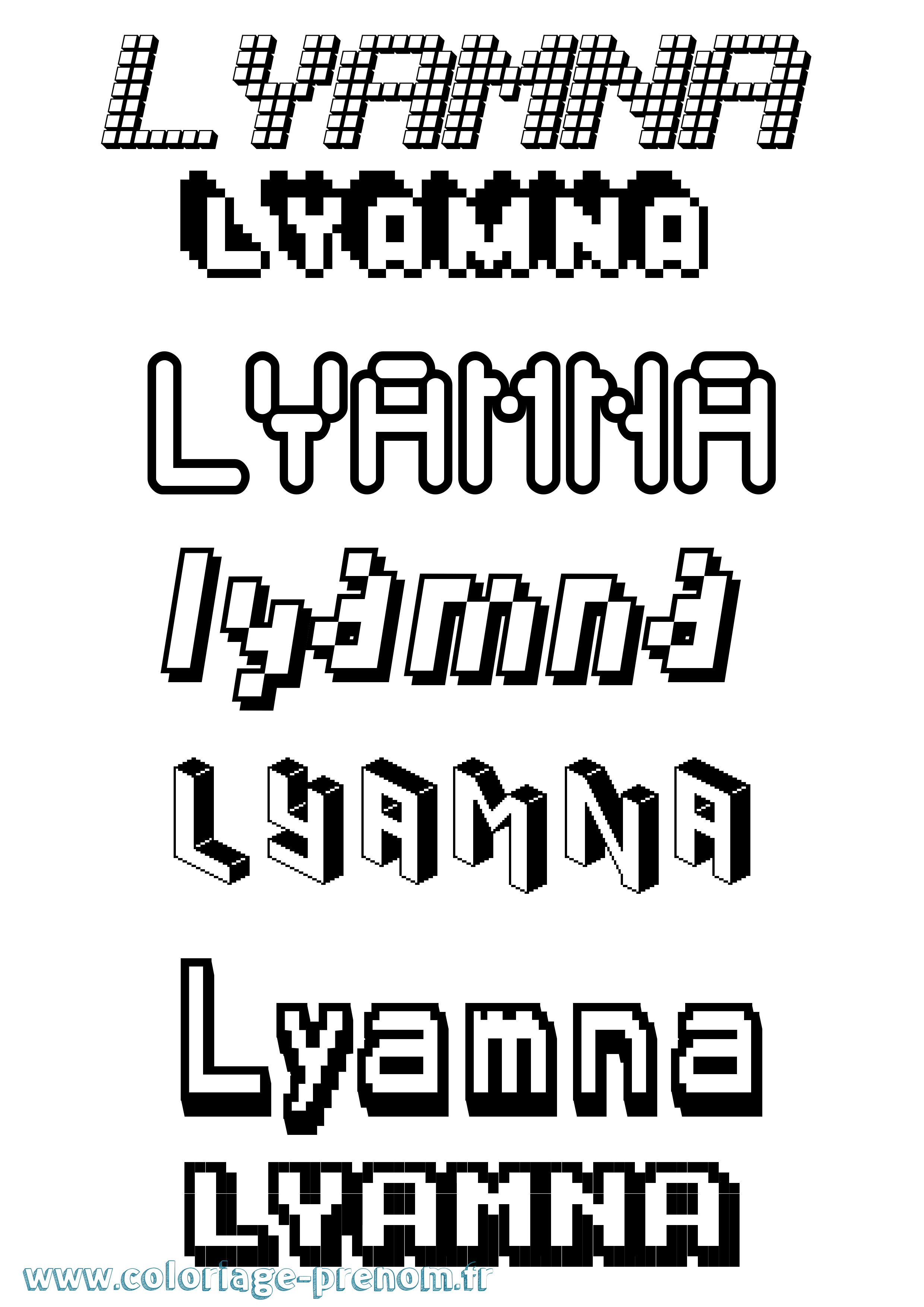Coloriage Lyamna Pixel Coloriage prénom Lyamna Pixel