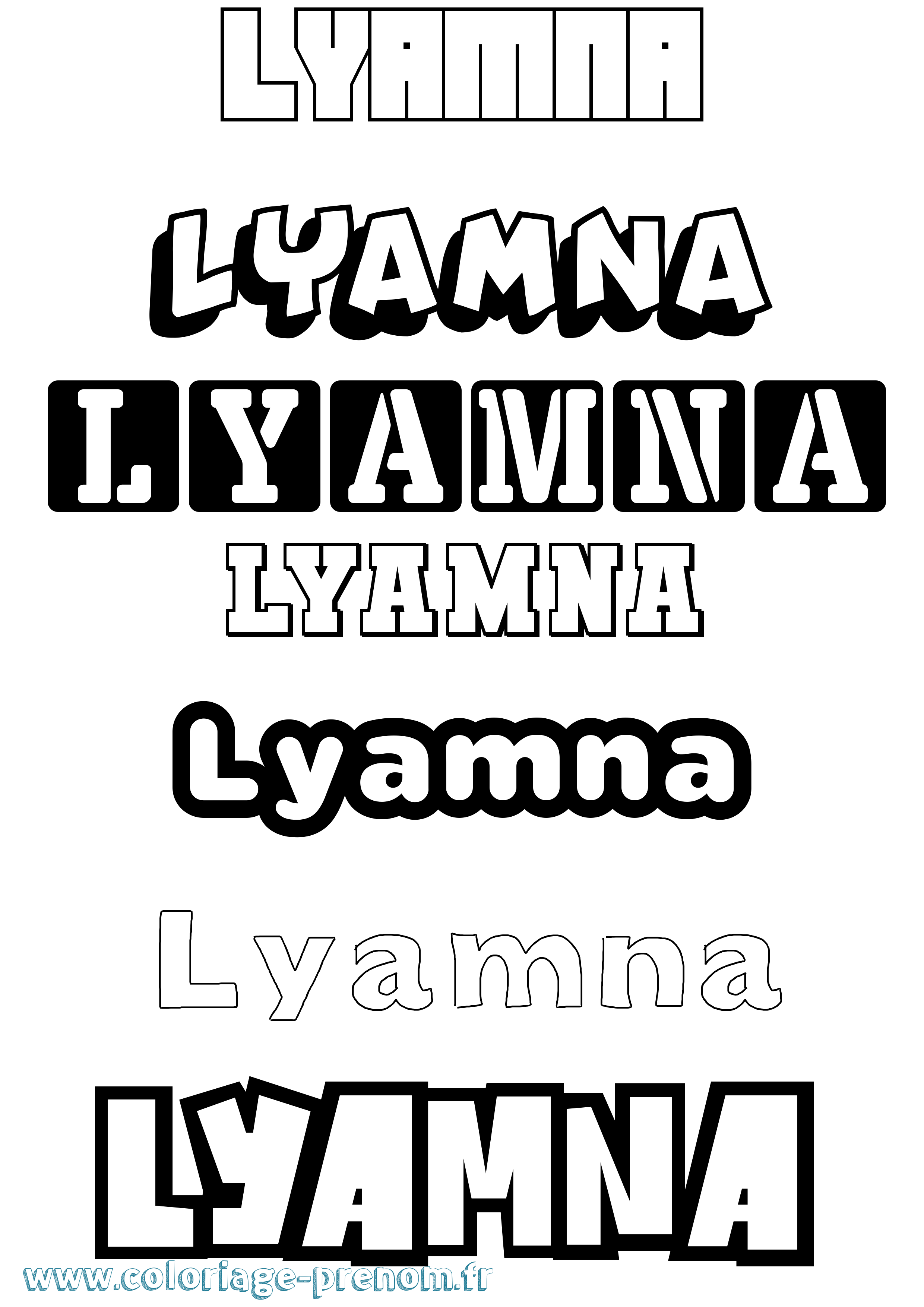 Coloriage Lyamna Simple Coloriage prénom Lyamna Simple