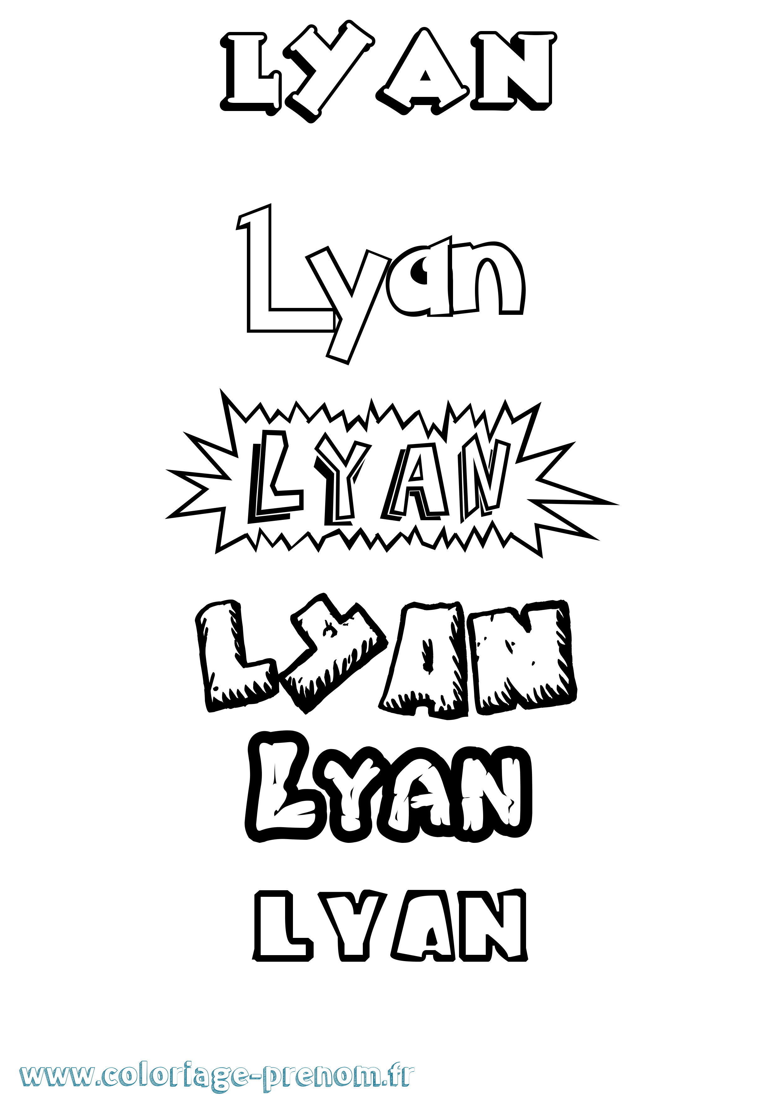 Coloriage Lyan Dessin Animé Coloriage prénom Lyan Dessin Animé