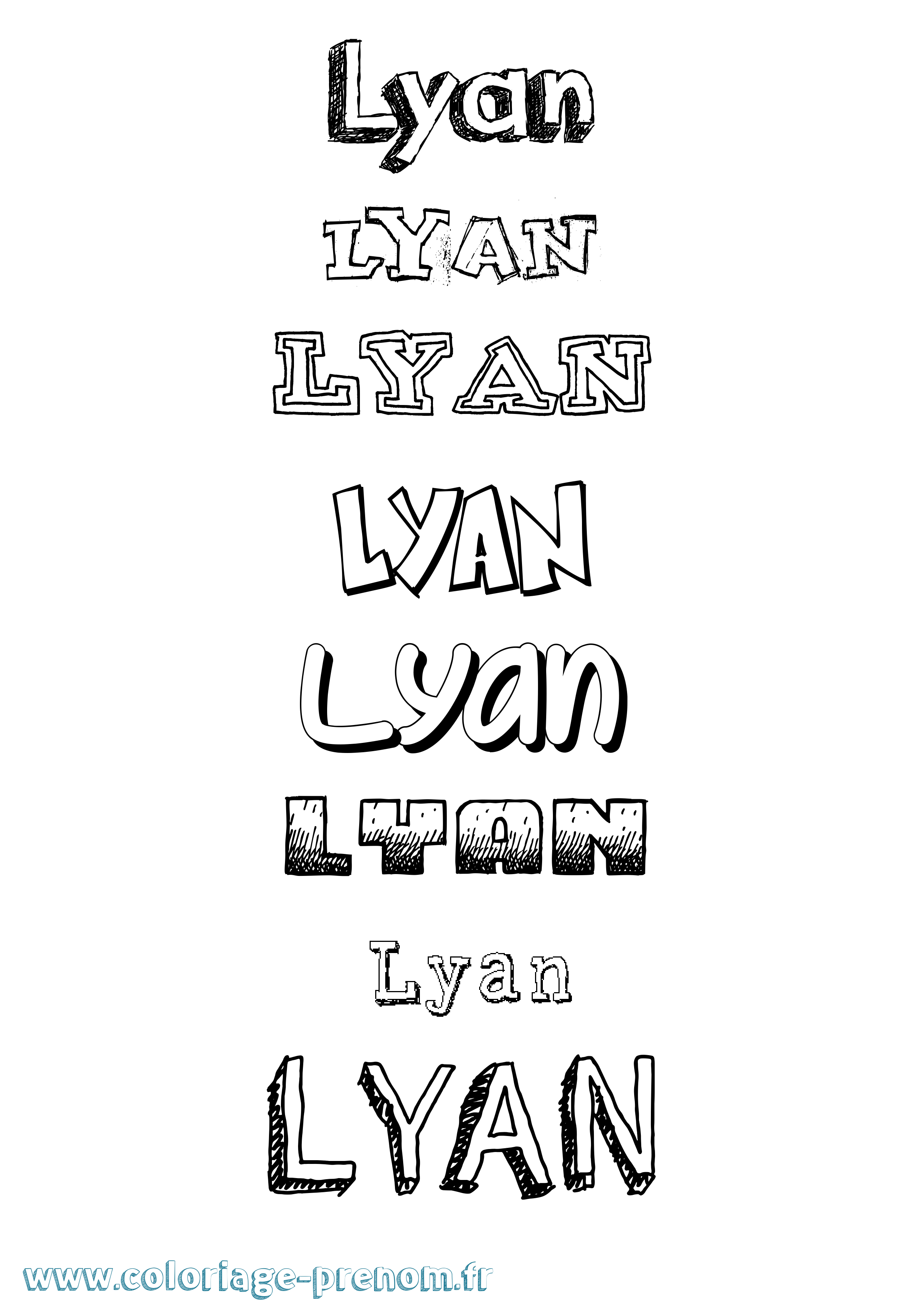 Coloriage Lyan Dessiné Coloriage prénom Lyan Dessiné
