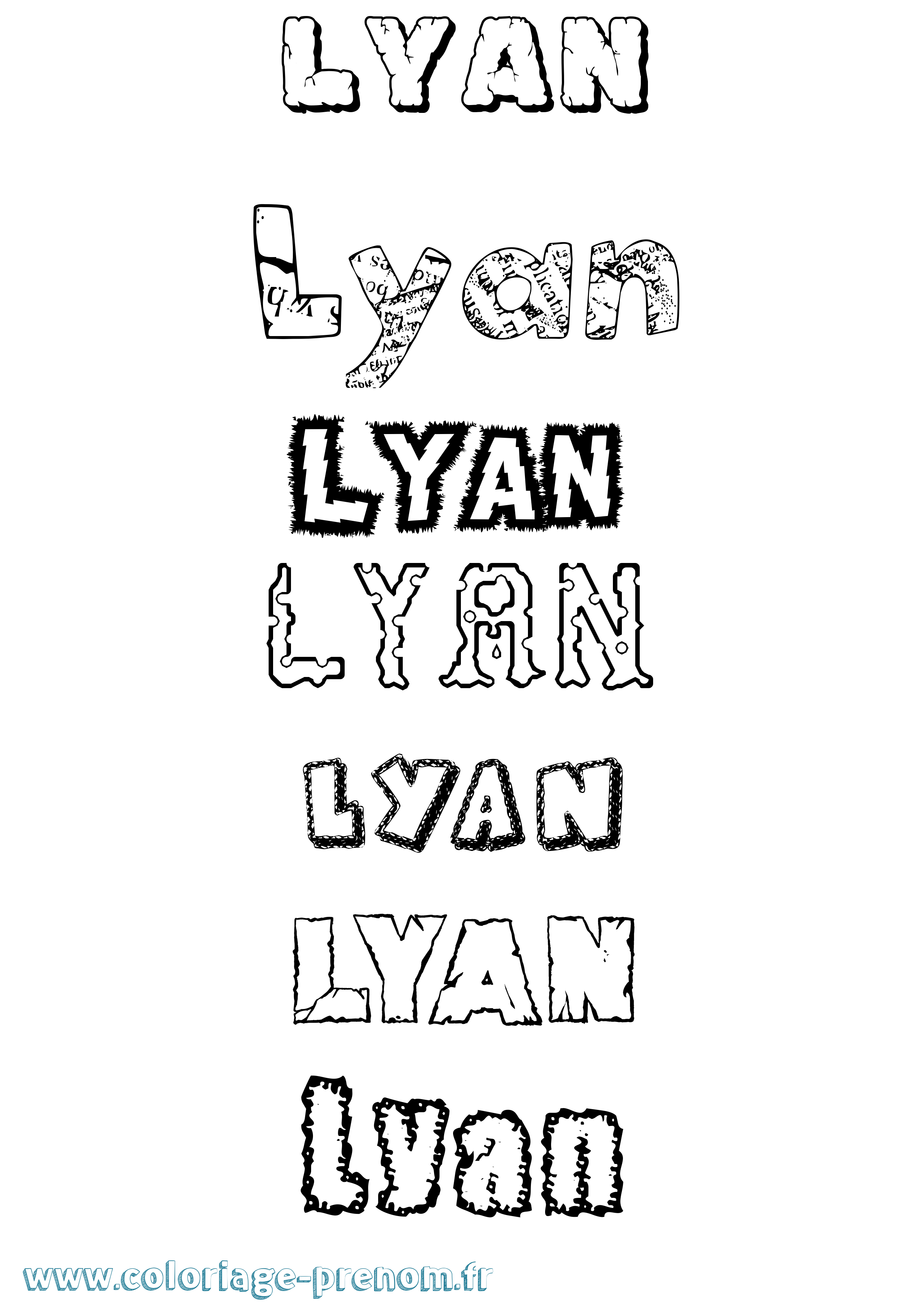 Coloriage Lyan Destructuré Coloriage prénom Lyan Destructuré