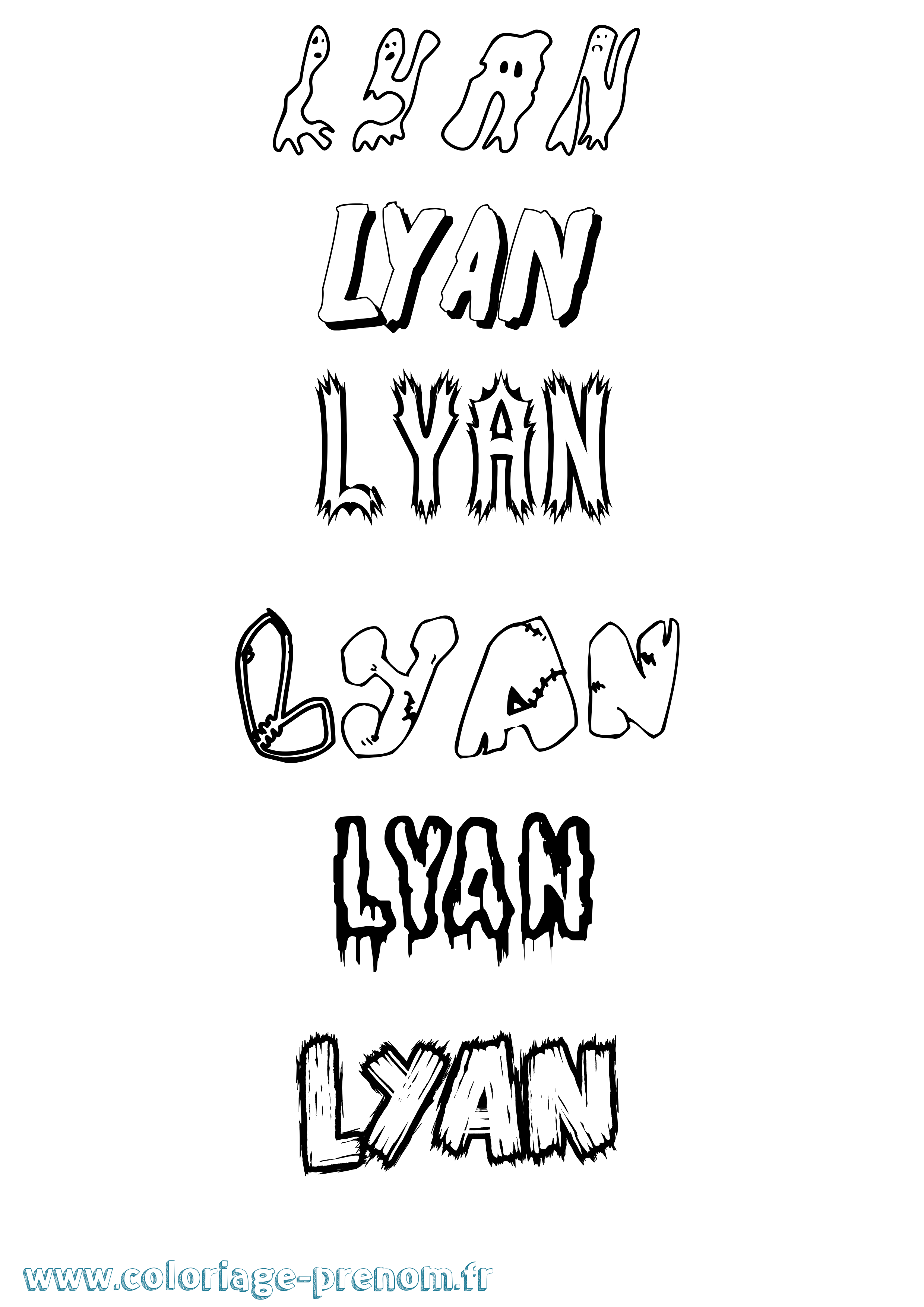 Coloriage Lyan Frisson Coloriage prénom Lyan Frisson